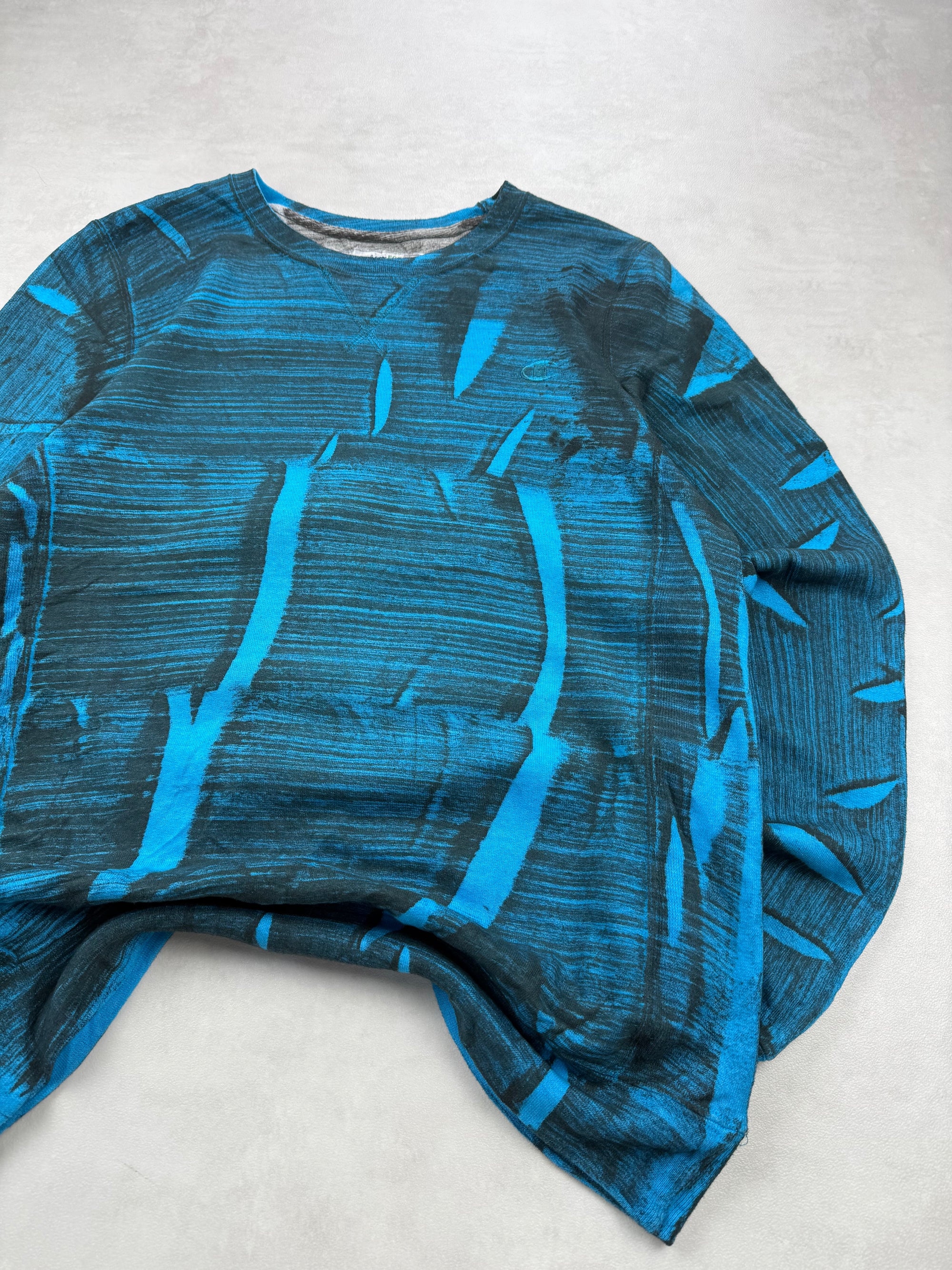 Sweat Champion Éco Motif Abstrait Bleu & Noir Tie & Dye - Taille S