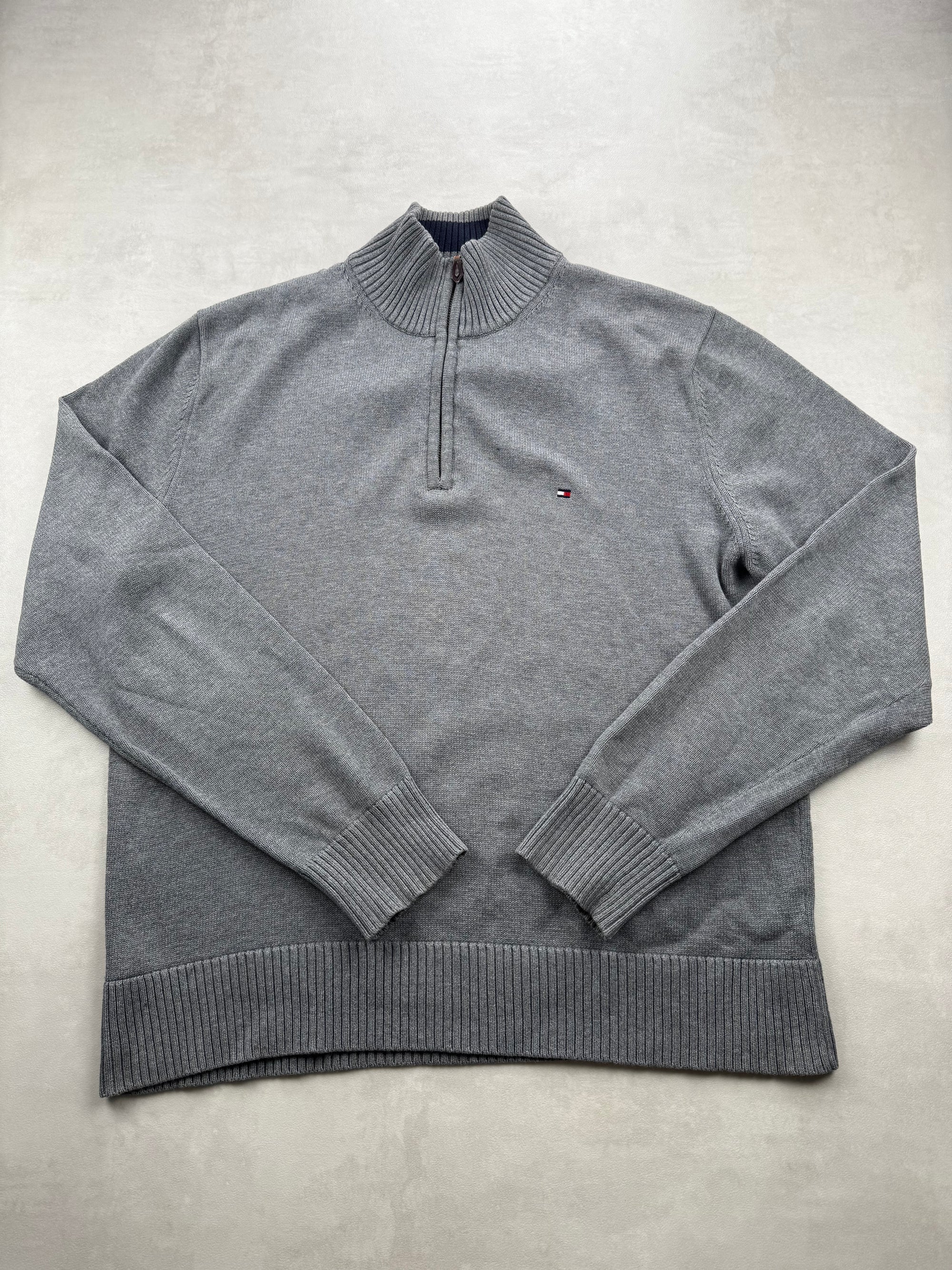 Pull Tommy Hilfiger Premium Cotton Col Montant Zippé - Taille L