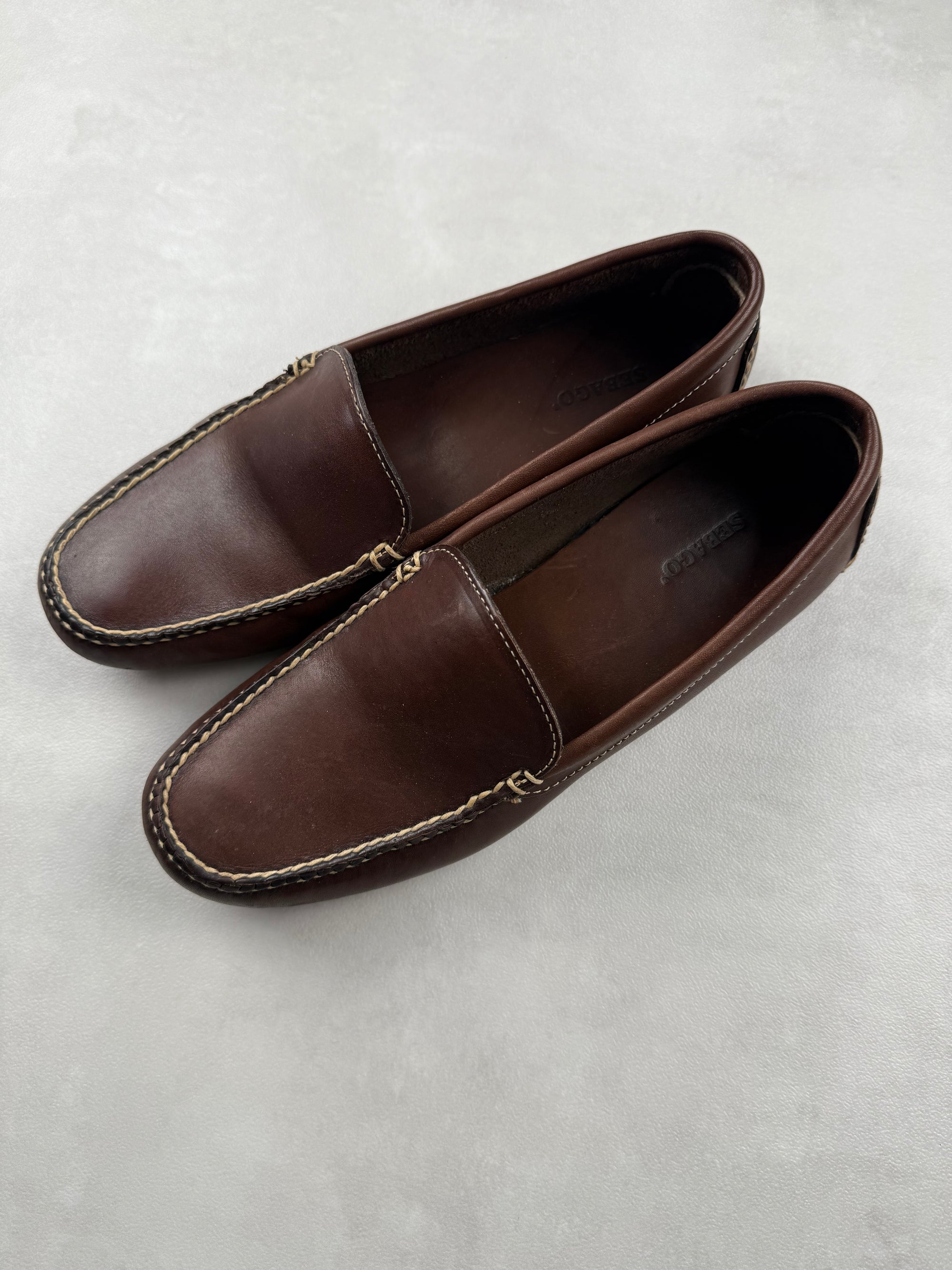 Mocassins Sebago Driver Cuir Marron Semelle Picots - Taille 40,5