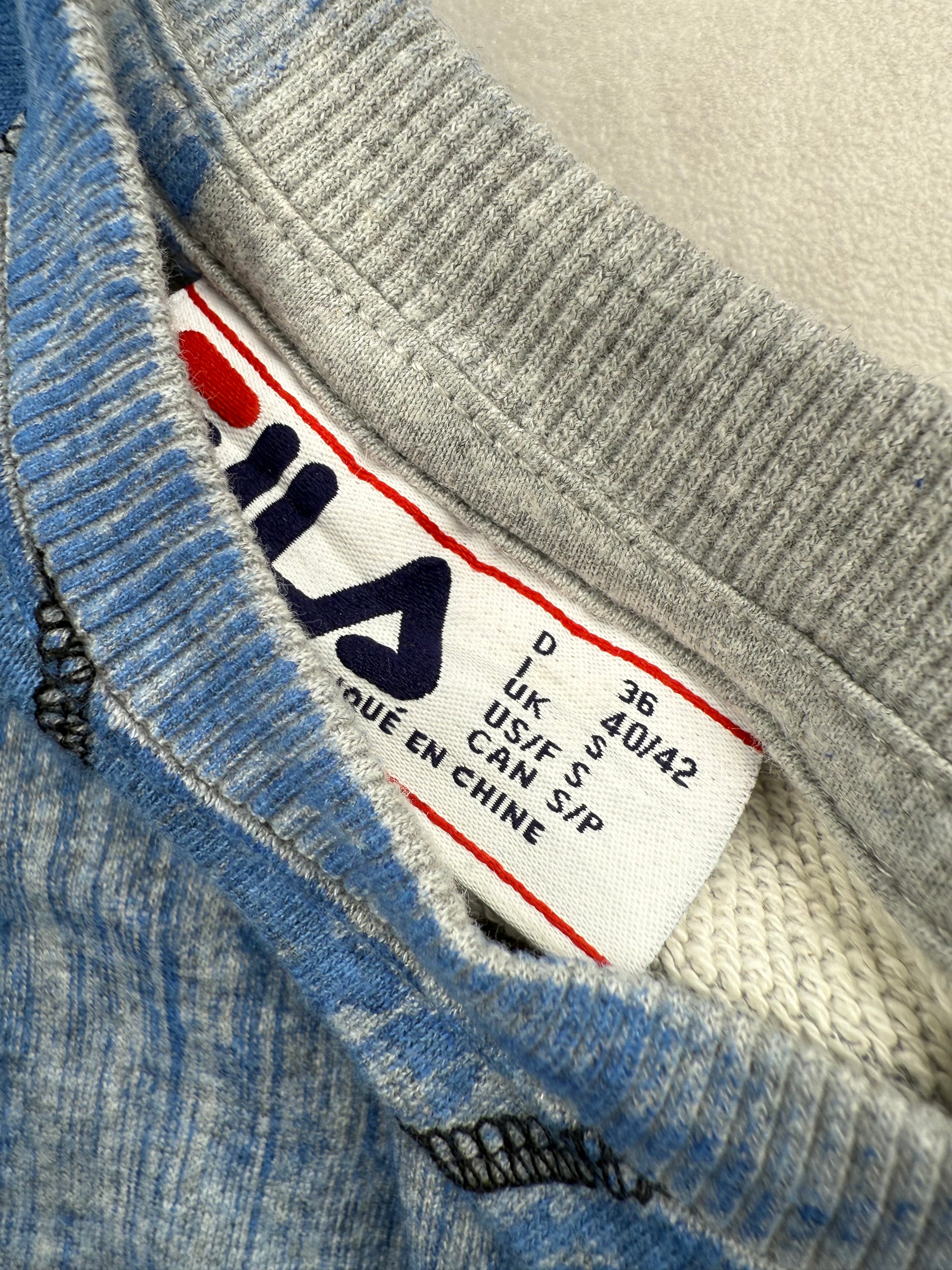 Sweat FILA Motif Abstrait Bleu & Gris Chiné Tie-Dye - Taille S