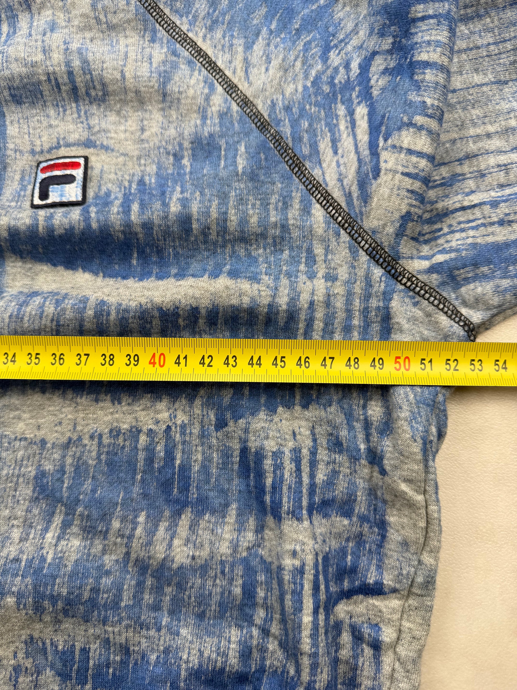 Sweat FILA Motif Abstrait Bleu & Gris Chiné Tie-Dye - Taille S