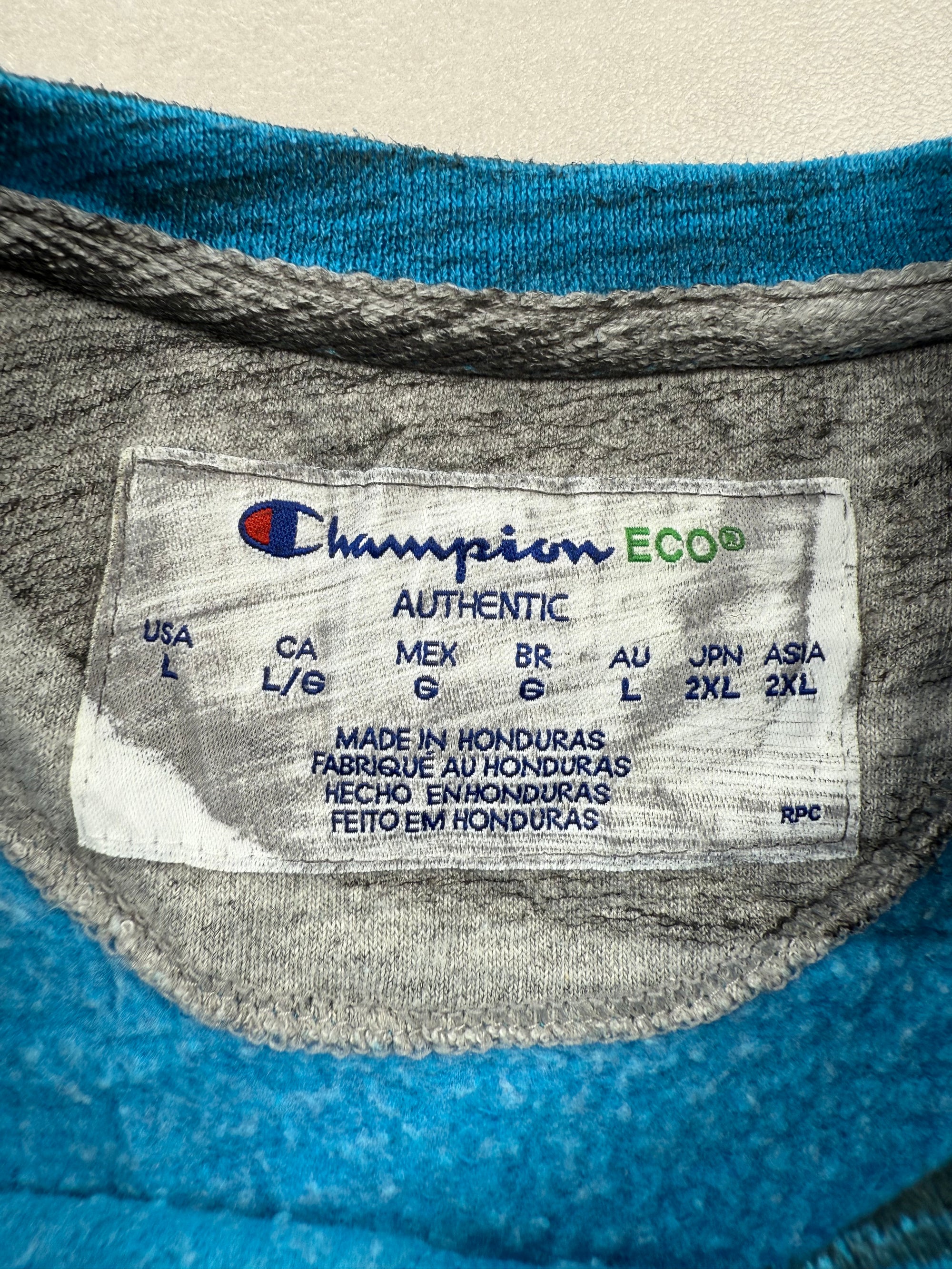 Sweat Champion Éco Motif Abstrait Bleu & Noir Tie & Dye - Taille S