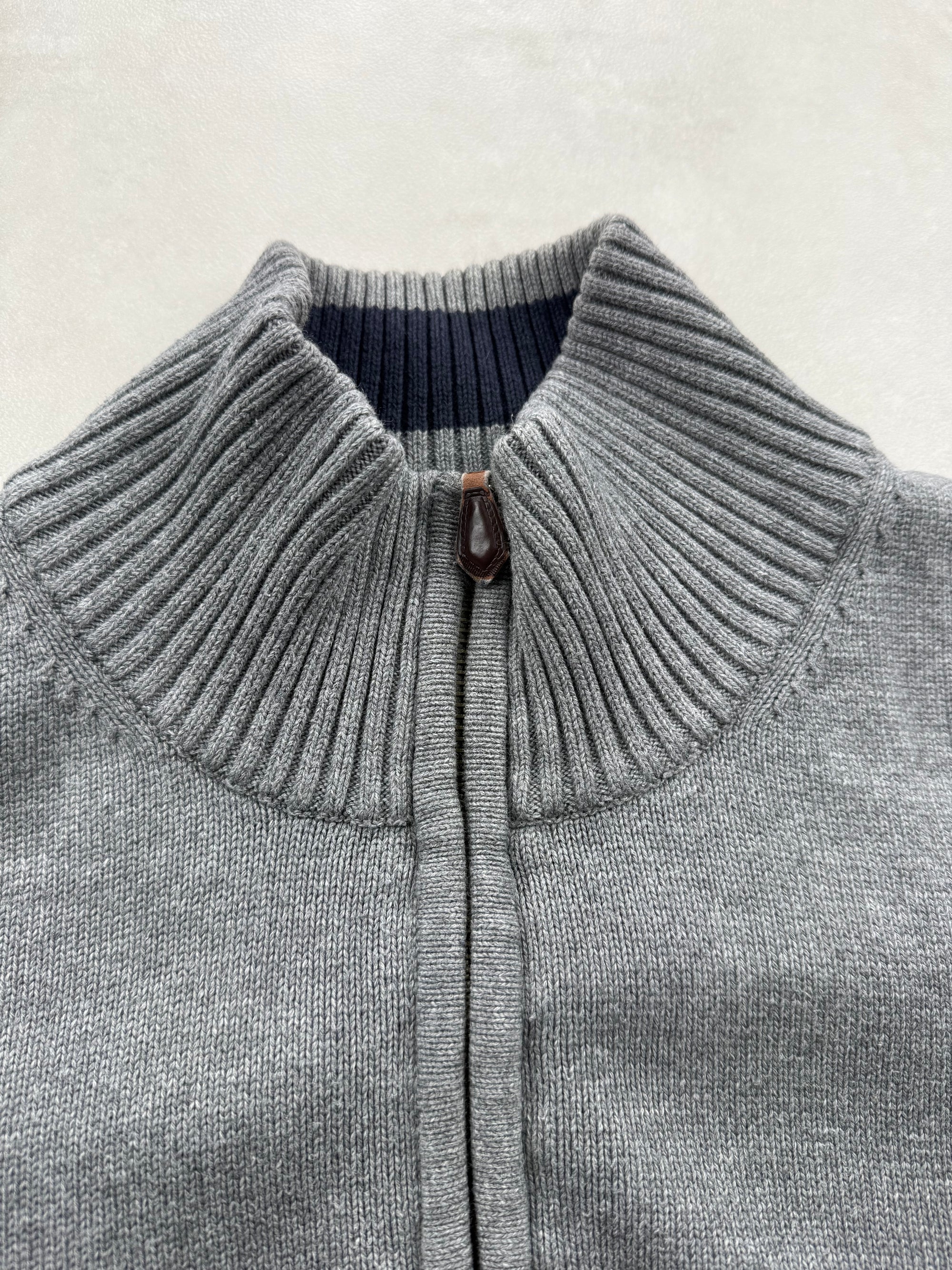 Pull Tommy Hilfiger Premium Cotton Col Montant Zippé - Taille L