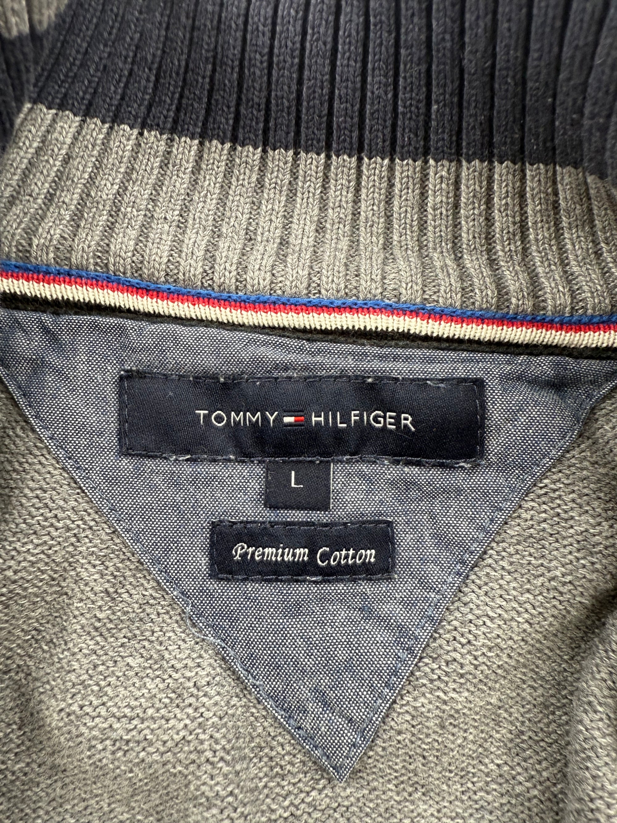 Pull Tommy Hilfiger Premium Cotton Col Montant Zippé - Taille L