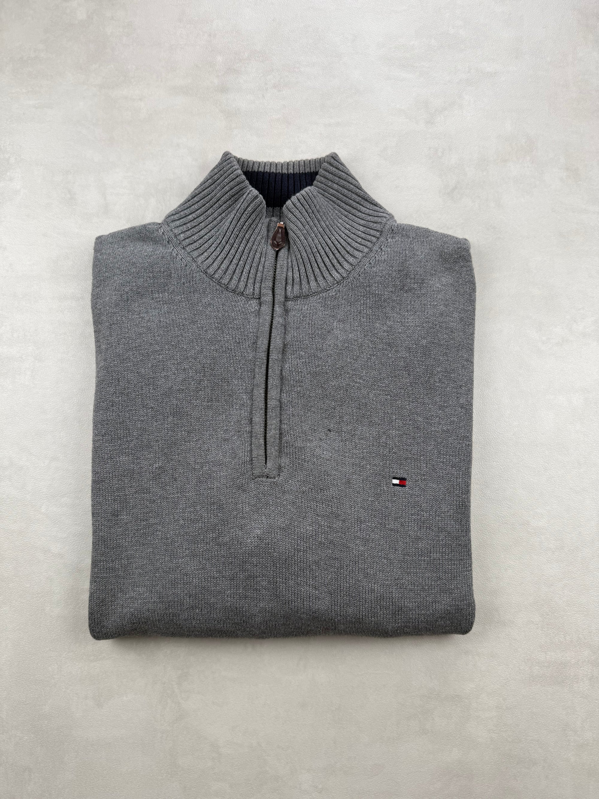 Pull Tommy Hilfiger Premium Cotton Col Montant Zippé - Taille L
