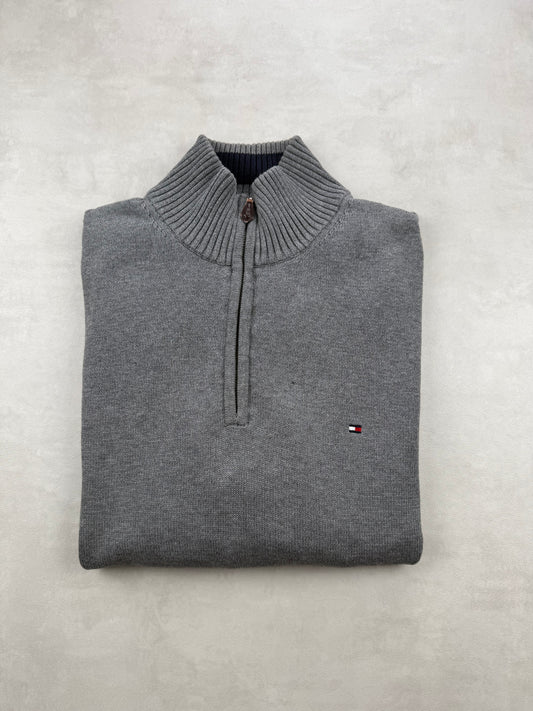 Pull Tommy Hilfiger Premium Cotton Col Montant Zippé - Taille L