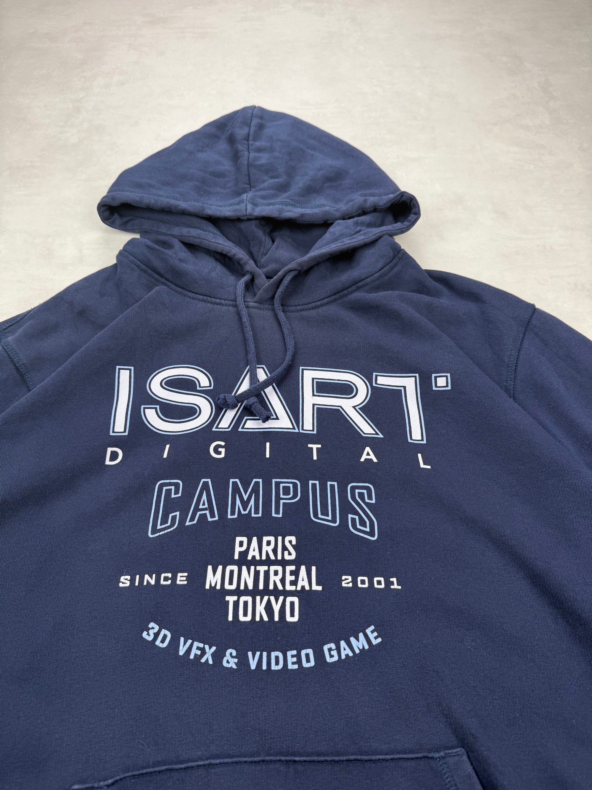 Sweat à capuche Isart Digital Campus vintage bleu marine - taille XL