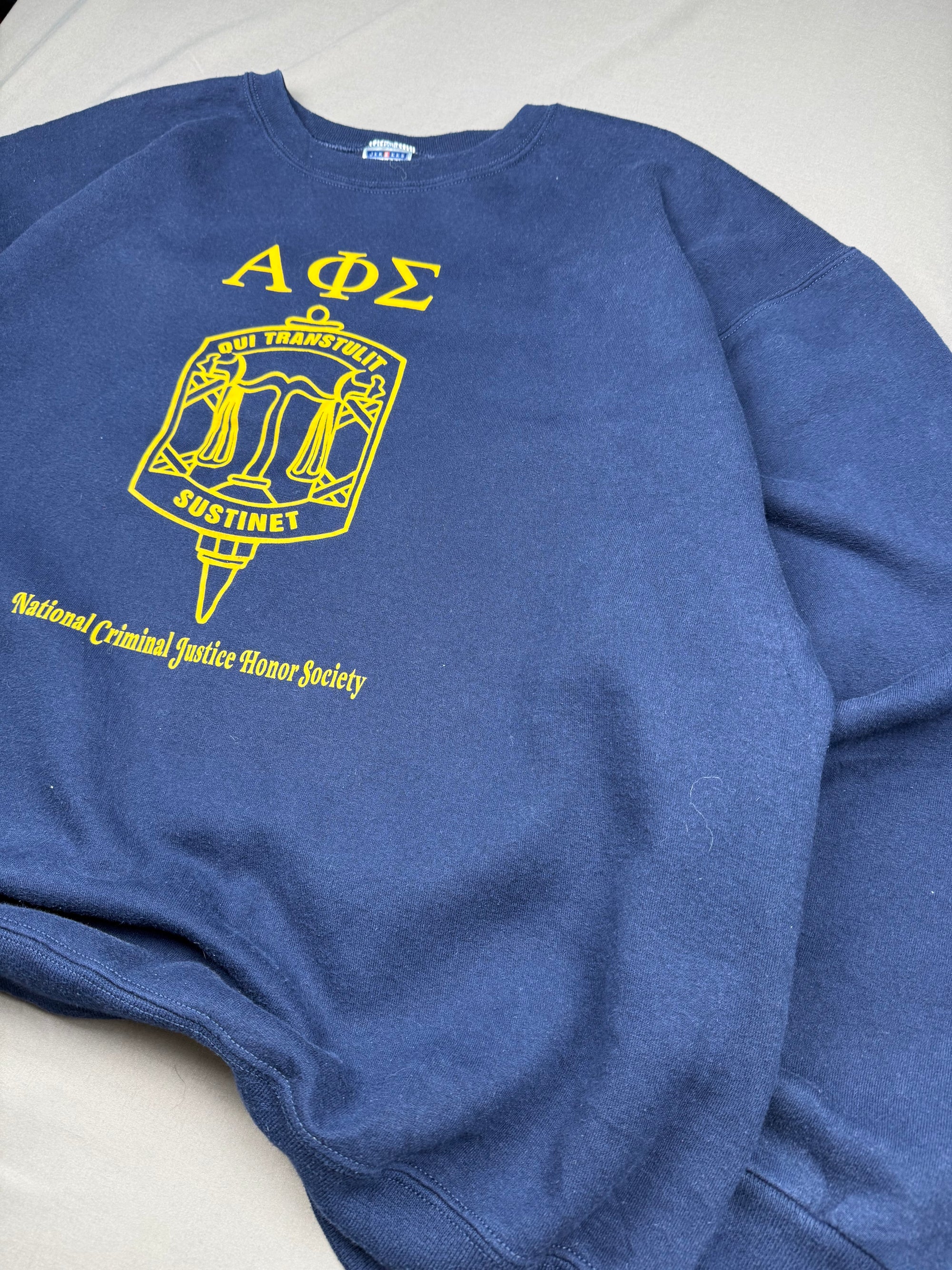 Sweat crewneck National Criminal Justice Honor Society bleu marine vintage - taille XL