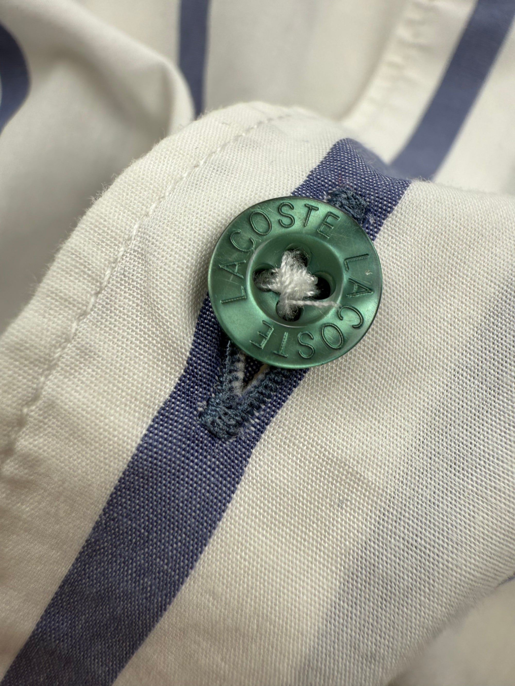 Chemisette Vintage Lacoste Rayures Bleues - Taille XXL (46)