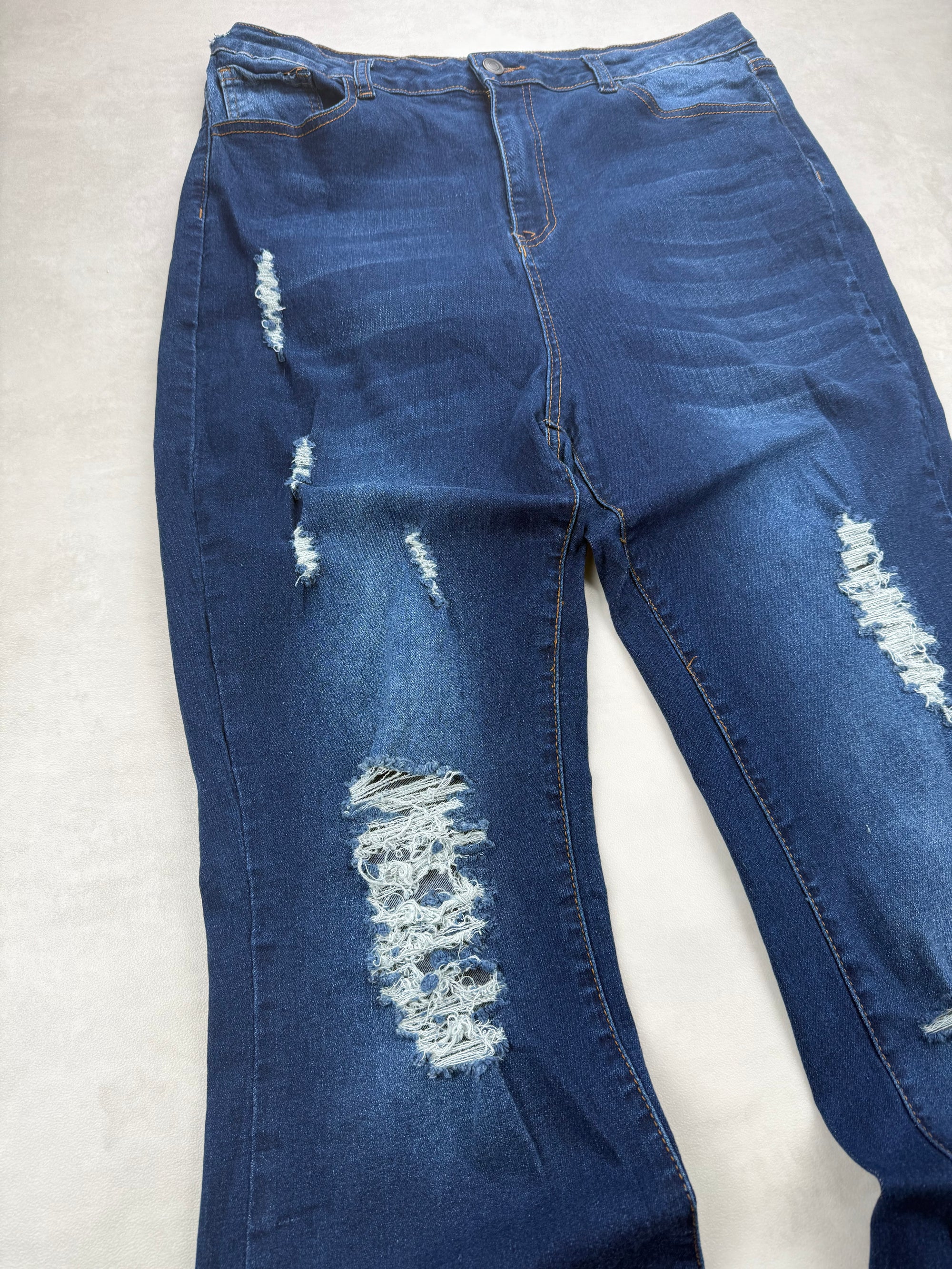 Jean Flare / Patte d'eph Taille Haute Ripped - Femme XXL / FR 44