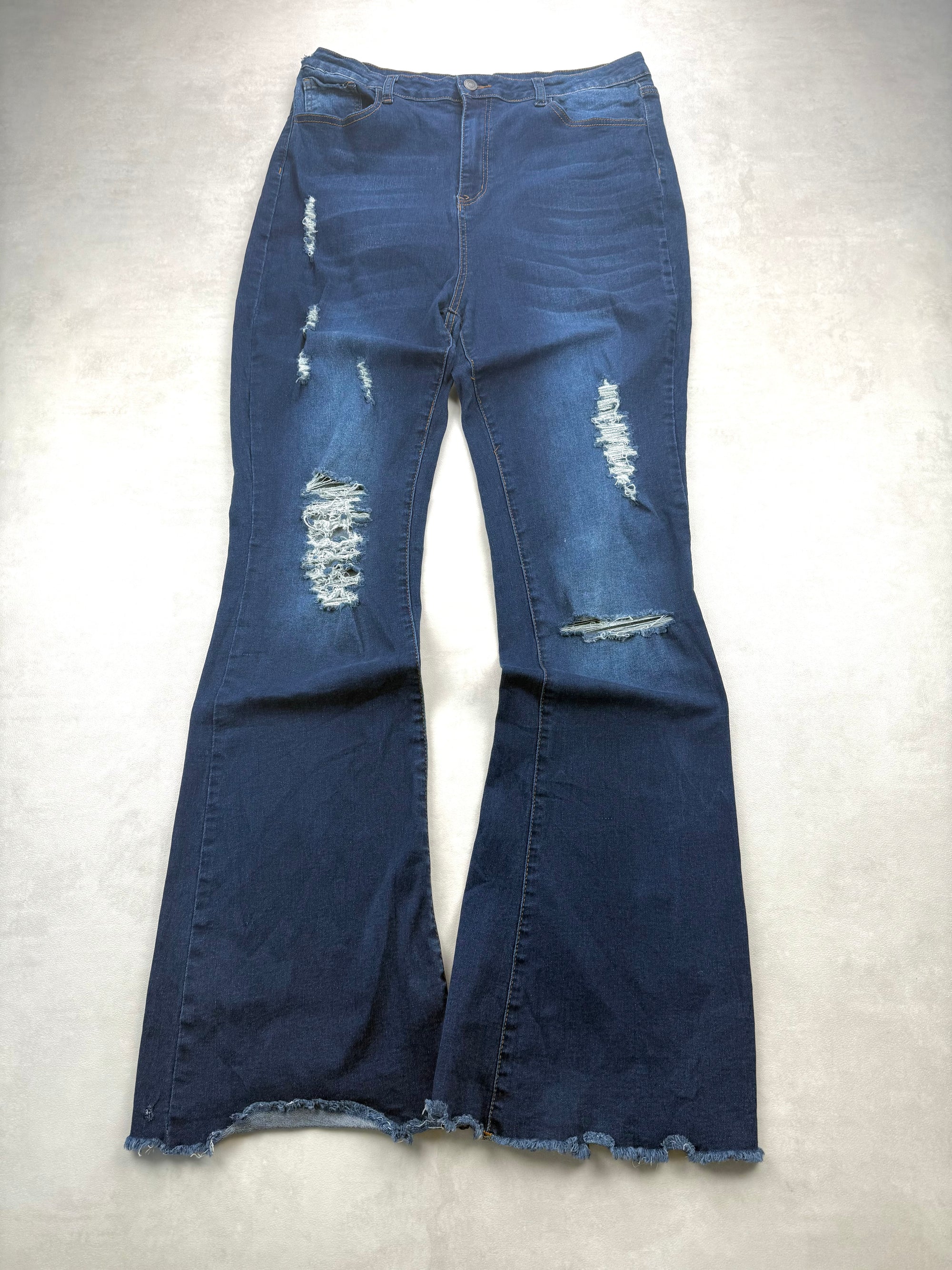 Jean Flare / Patte d'eph Taille Haute Ripped - Femme XXL / FR 44