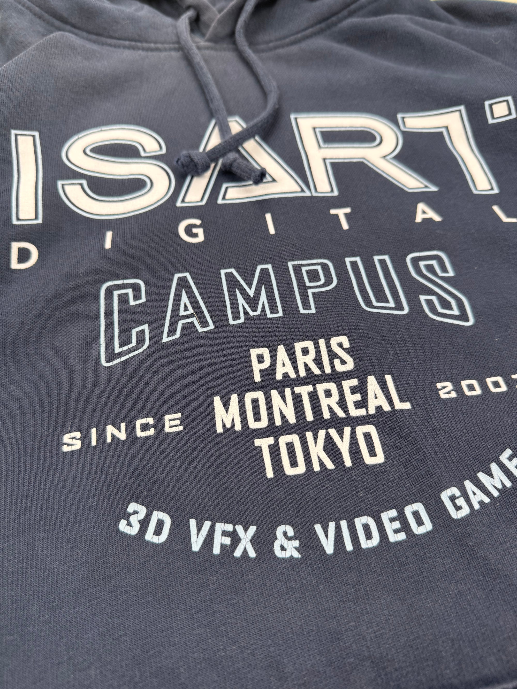 Sweat à capuche Isart Digital Campus vintage bleu marine - taille XL