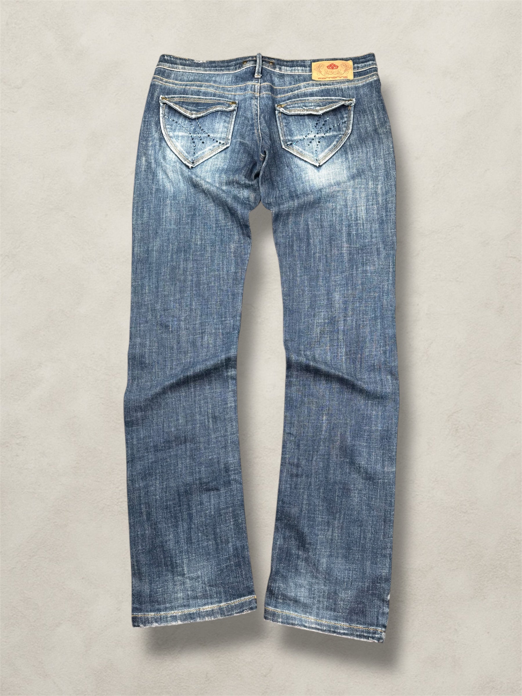Jean Fornarina bootcut bleu délavé strass Y2k femme – taille 42