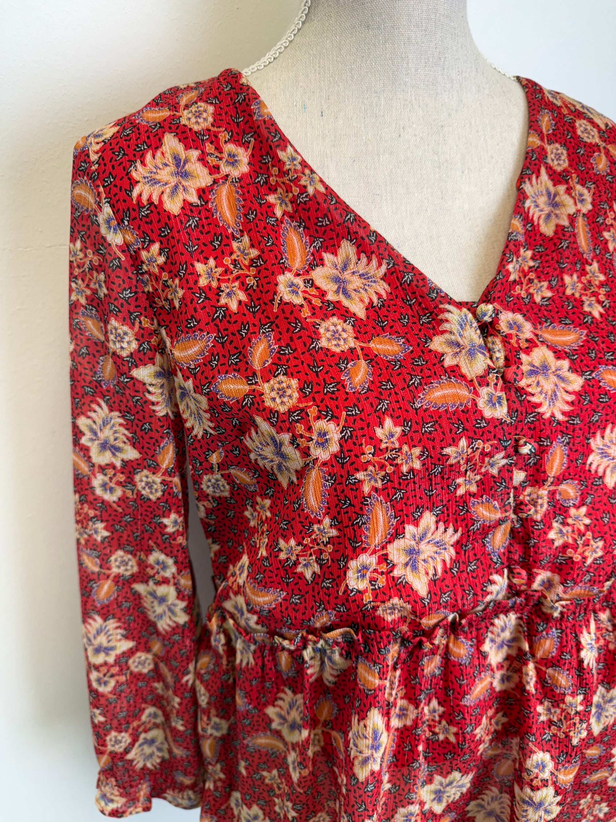 Blouse rouge fleurie Maison 123 – taille 38 / M