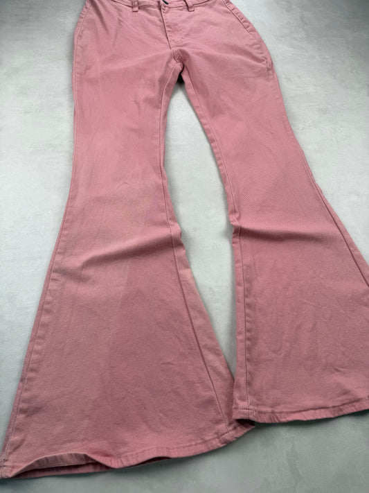 Pantalon Super Flare Rose Poudré Taille Haute - Style 70s - Taille 36