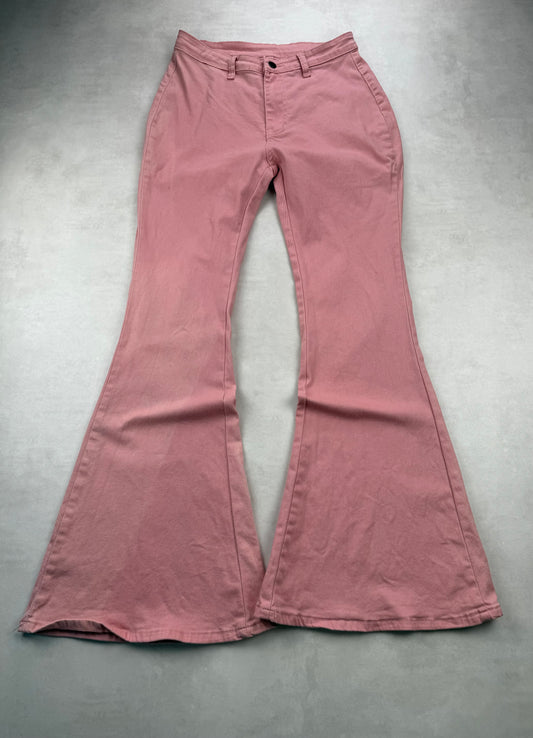 Pantalon Super Flare Rose Poudré Taille Haute - Style 70s - Taille 36