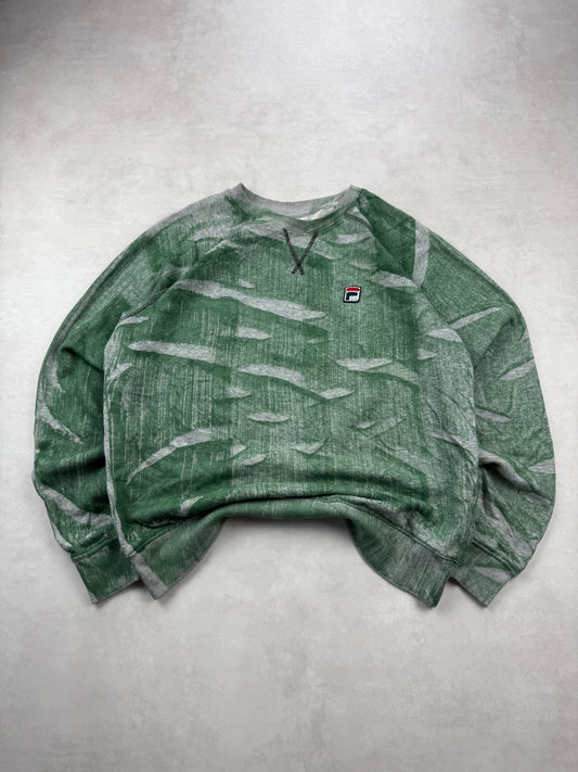 Sweat FILA Motif Abstrait Vert & Gris Tie & Dye - Taille M