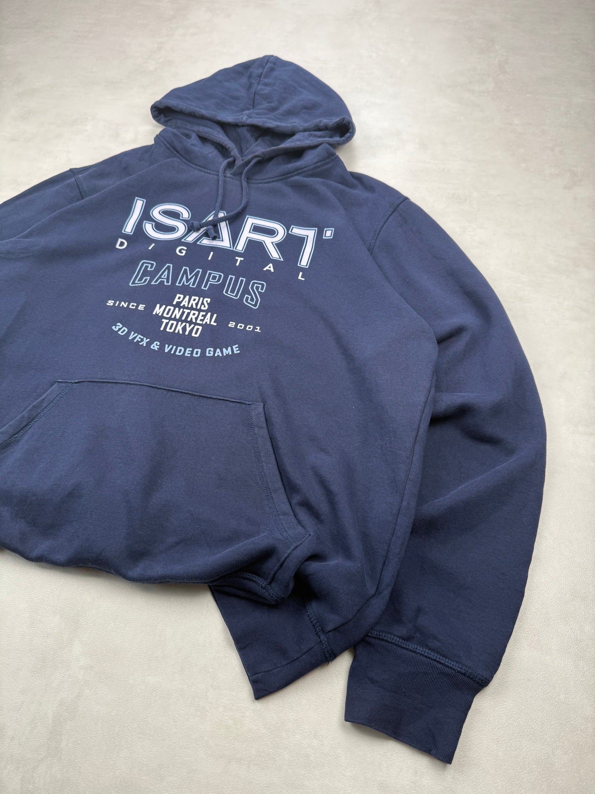 Sweat à capuche Isart Digital Campus vintage bleu marine - taille XL