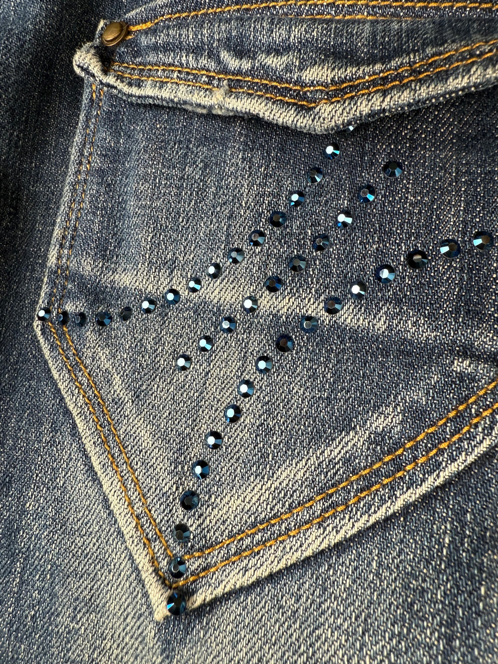 Jean Fornarina bootcut bleu délavé strass Y2k femme – taille 42