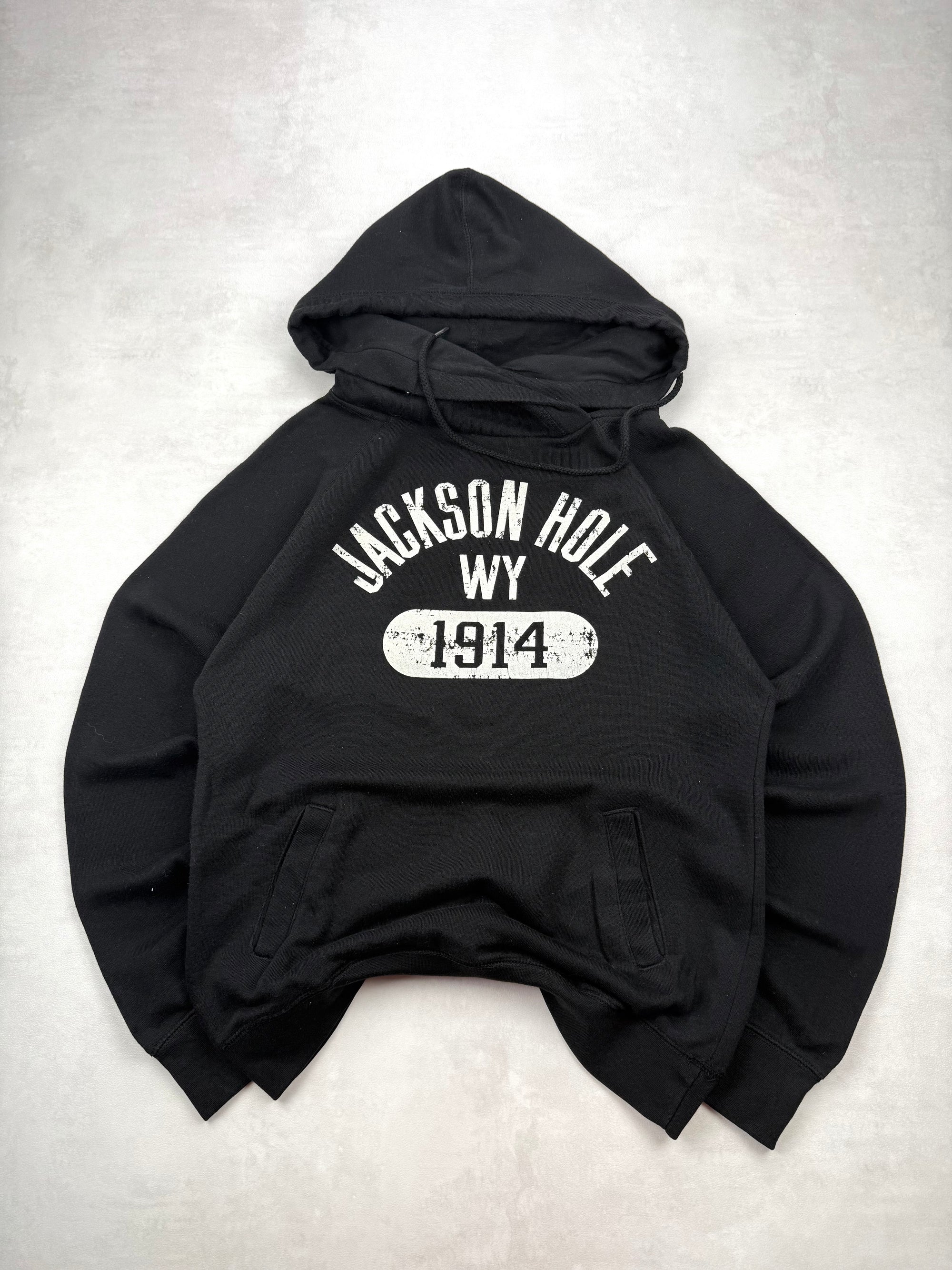 Sweat à capuche Jackson Hole Wy 1914 vintage universitaire noir - taille S