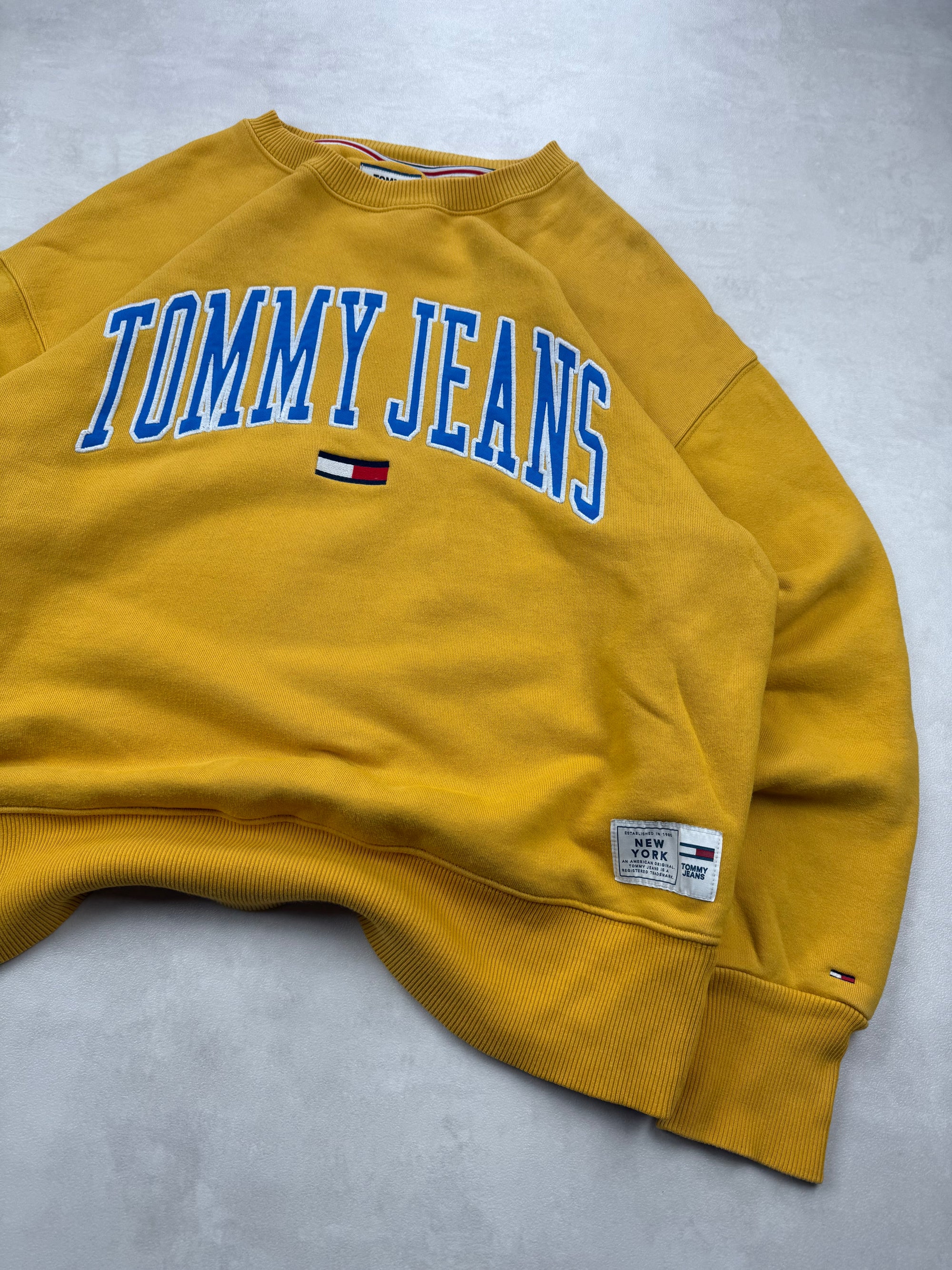 Sweat Tommy Jeans Jaune Moutarde logo Brodé / Oversized - Taille L