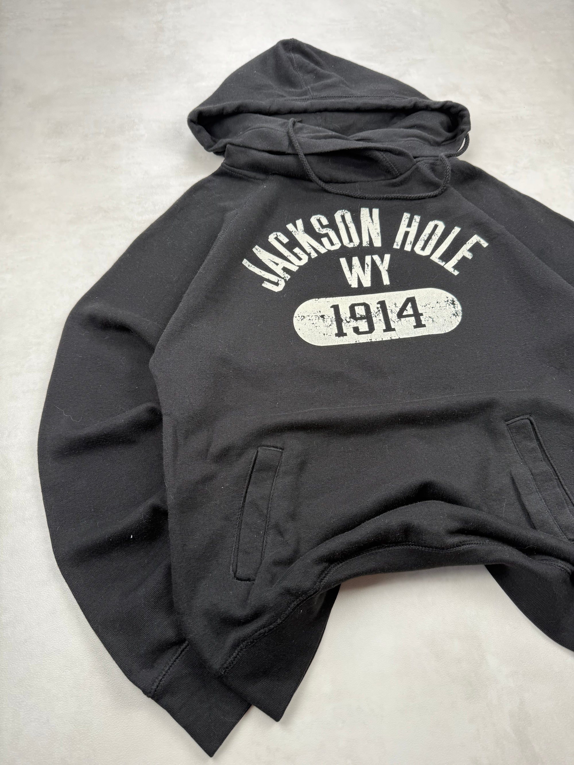 Sweat à capuche Jackson Hole Wy 1914 vintage universitaire noir - taille S