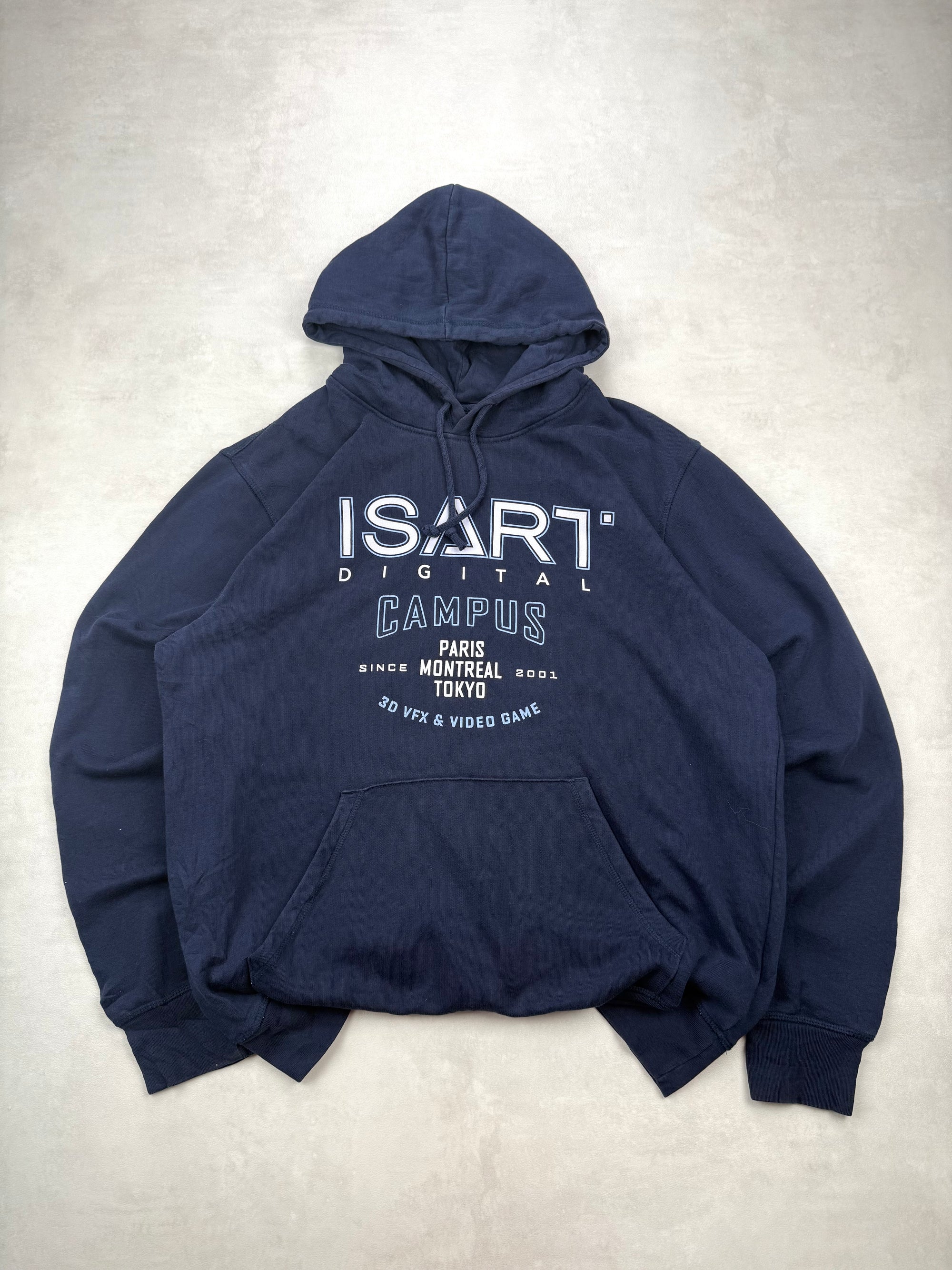 Sweat à capuche Isart Digital Campus vintage bleu marine - taille XL