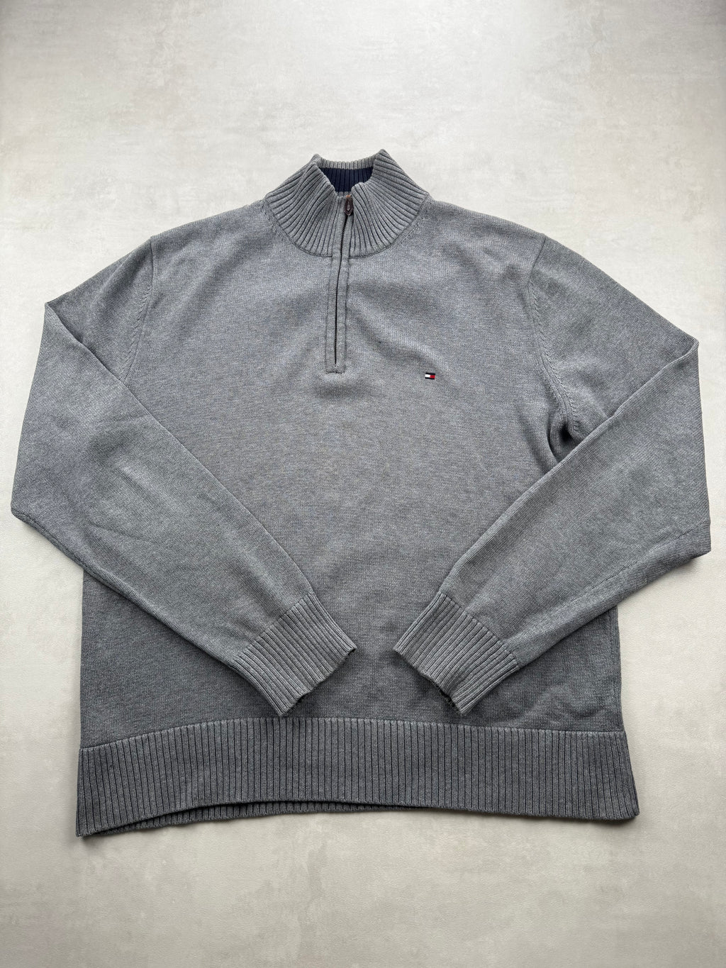 Pull Tommy Hilfiger Premium Cotton Col Montant Zippé - Taille L