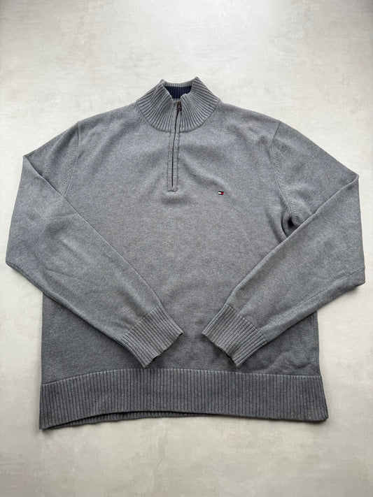 Pull Tommy Hilfiger Premium Cotton Col Montant Zippé - Taille L