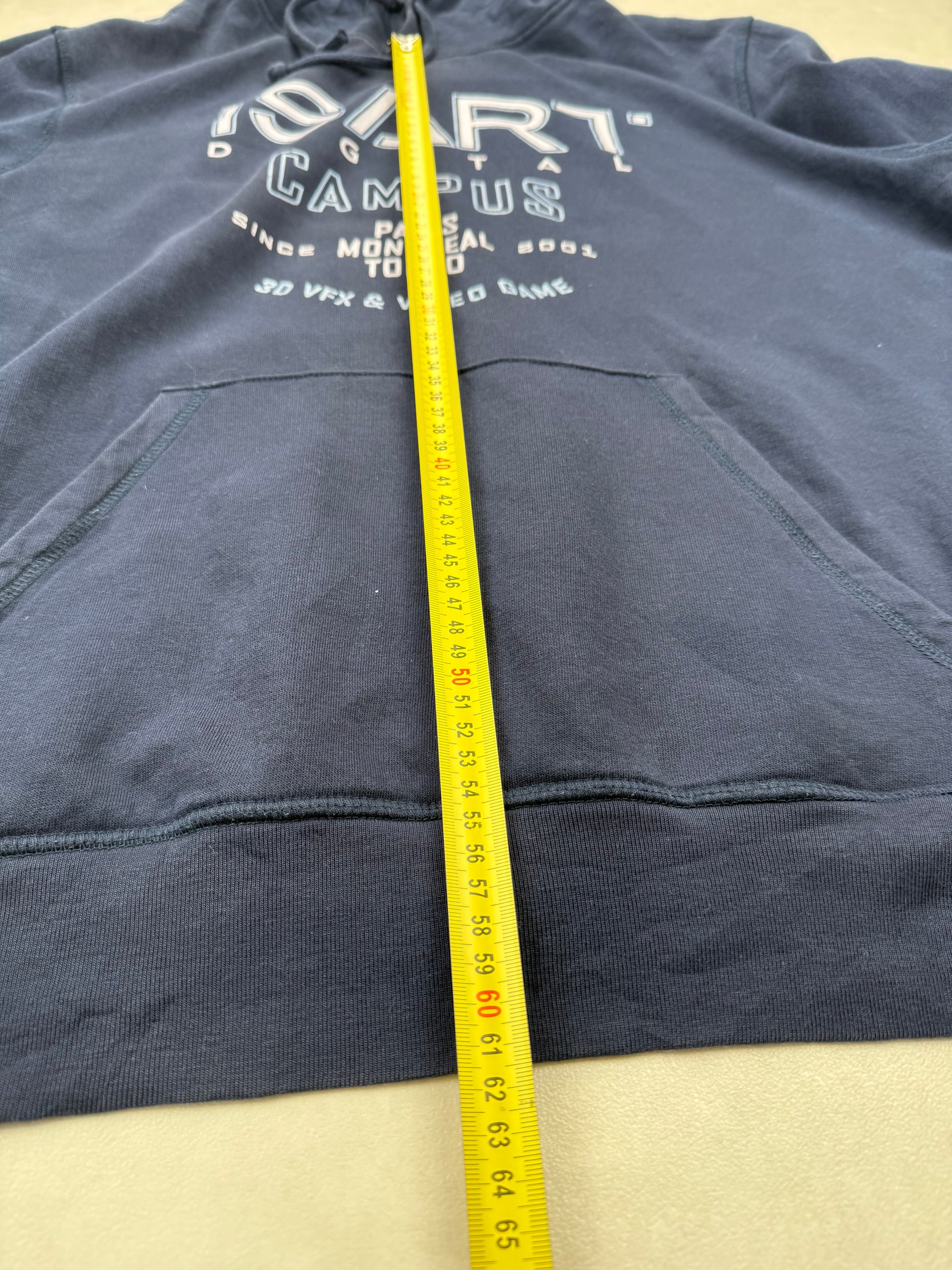 Sweat à capuche Isart Digital Campus vintage bleu marine - taille XL