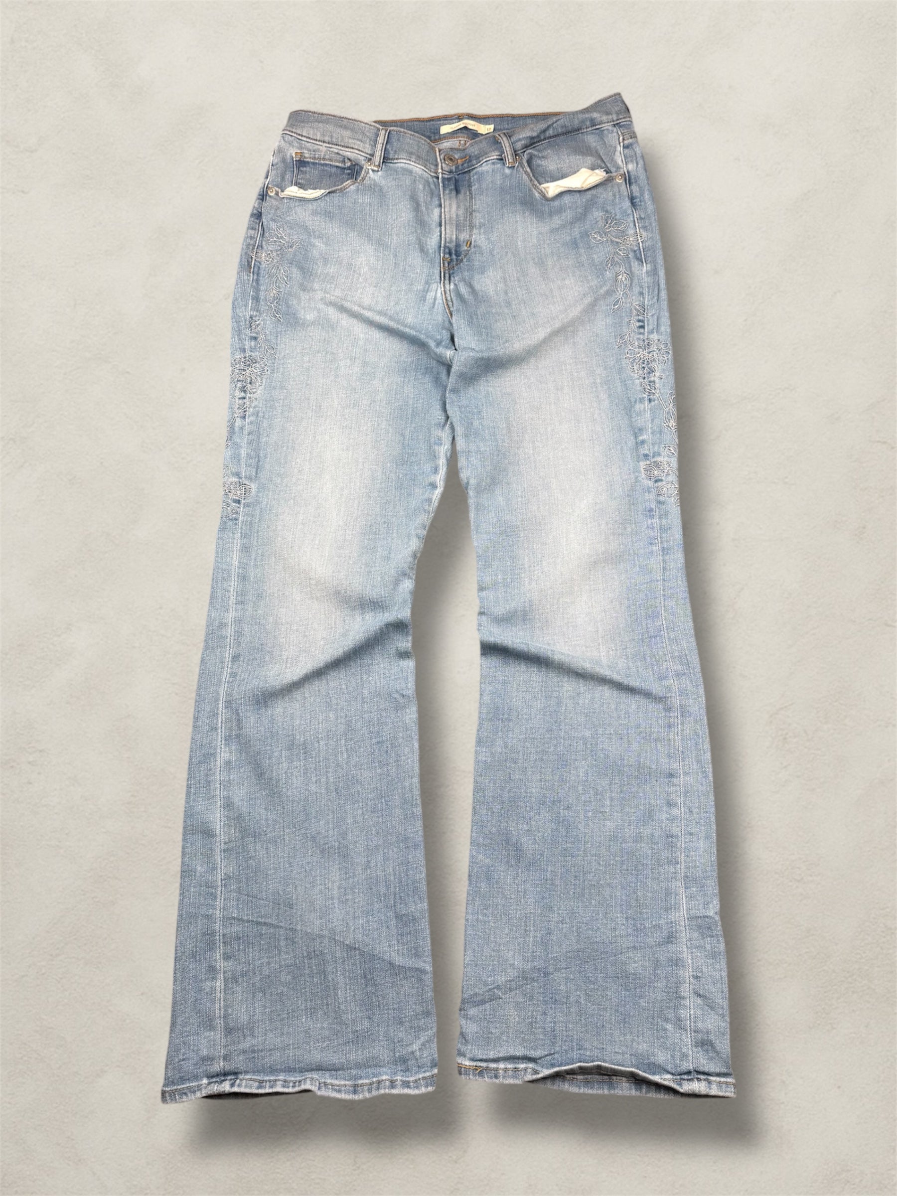 Jean Levi’s 512 Flare Bootcut Femme – Vintage Y2K Brodé Fleurs – taille 40 FR