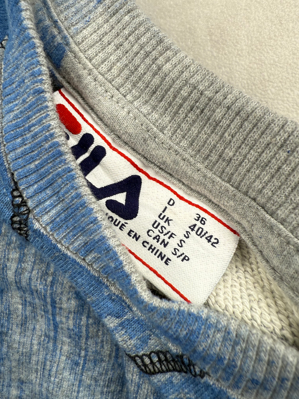 Sweat FILA Motif Abstrait Bleu & Gris Chiné Tie-Dye - Taille S