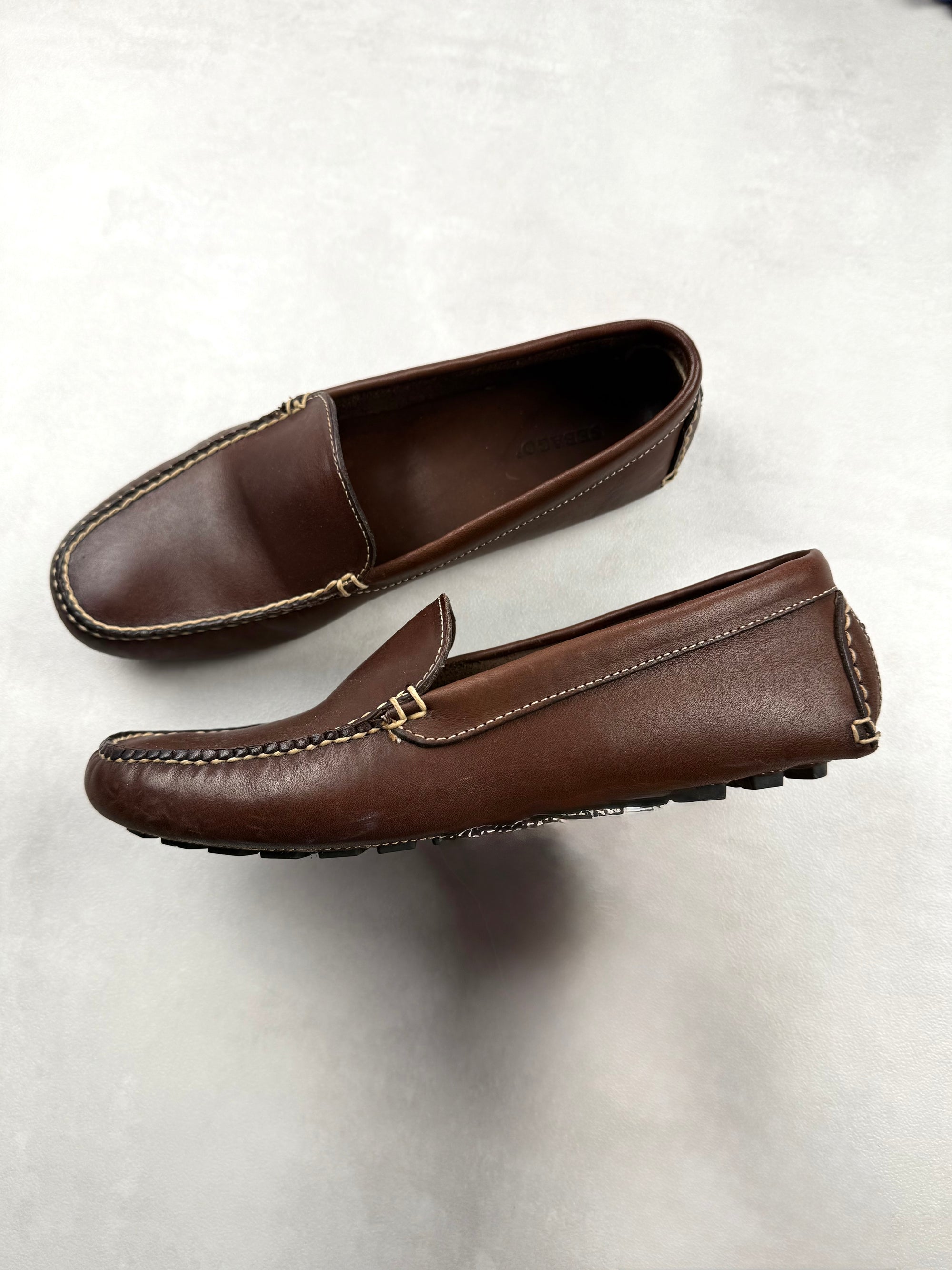 Mocassins Sebago Driver Cuir Marron Semelle Picots - Taille 40,5