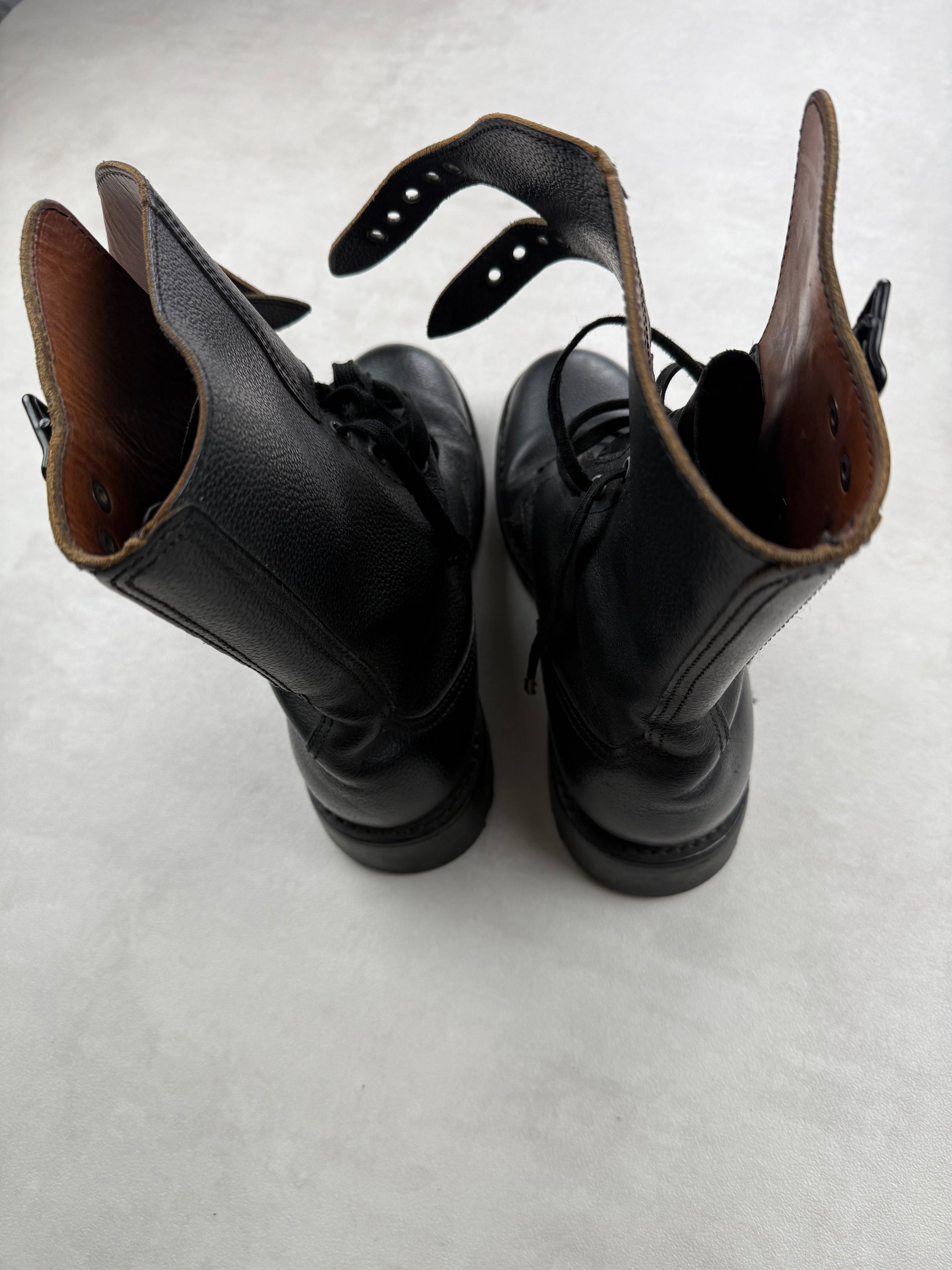 Rangers militaires cuir noir homme boucles combat boots taille - made in France - 42