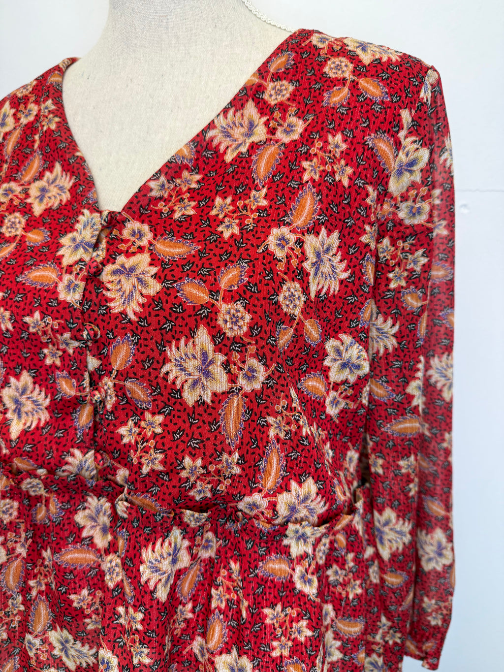 Blouse rouge fleurie Maison 123 – taille 38 / M