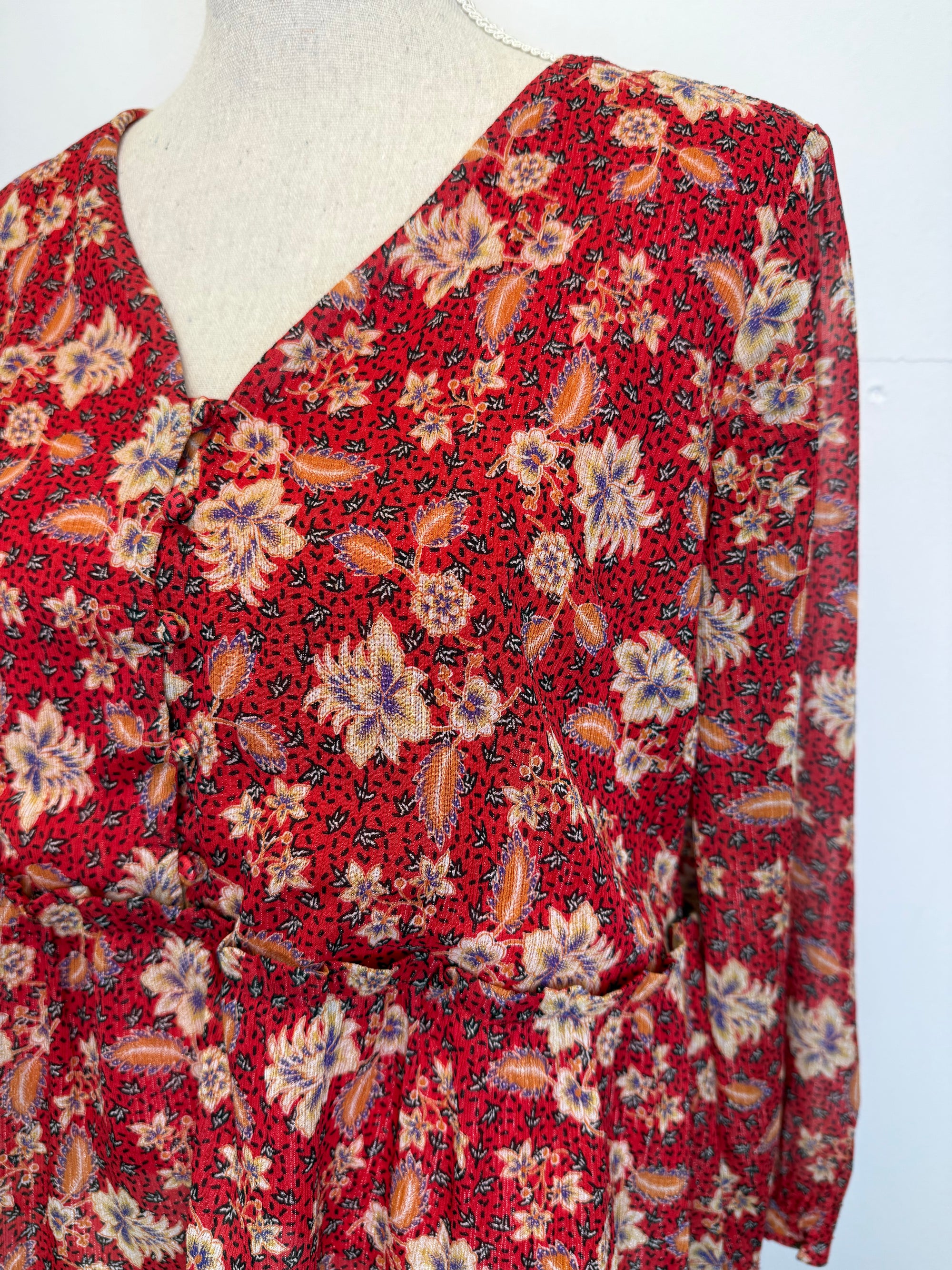 Blouse rouge fleurie Maison 123 – taille 38 / M