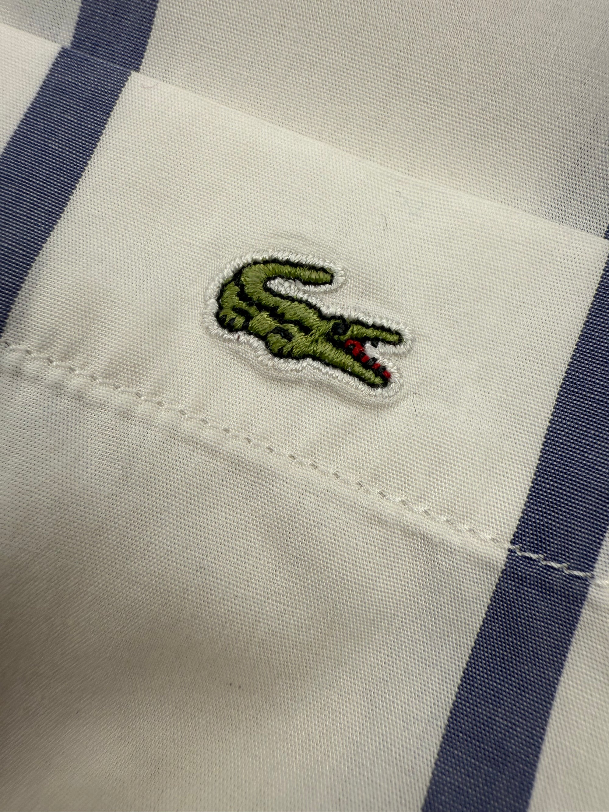 Chemisette Vintage Lacoste Rayures Bleues - Taille XXL (46)