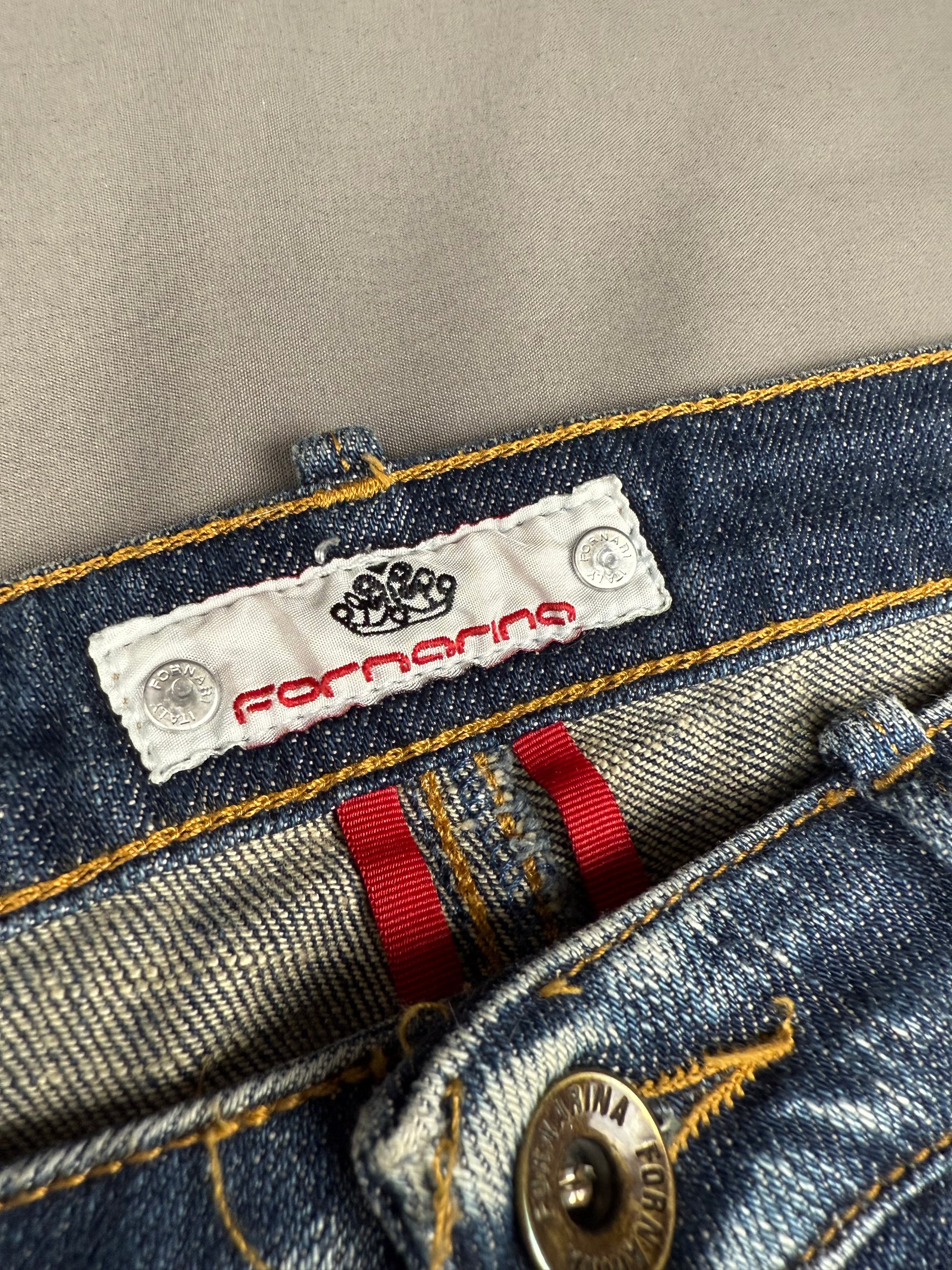 Jean Fornarina bootcut bleu délavé strass Y2k femme – taille 42