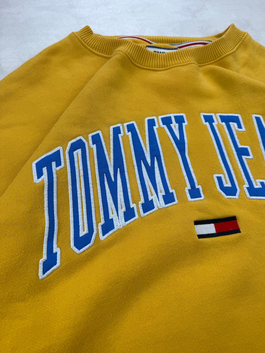 Sweat Tommy Jeans Jaune Moutarde logo Brodé / Oversized - Taille L