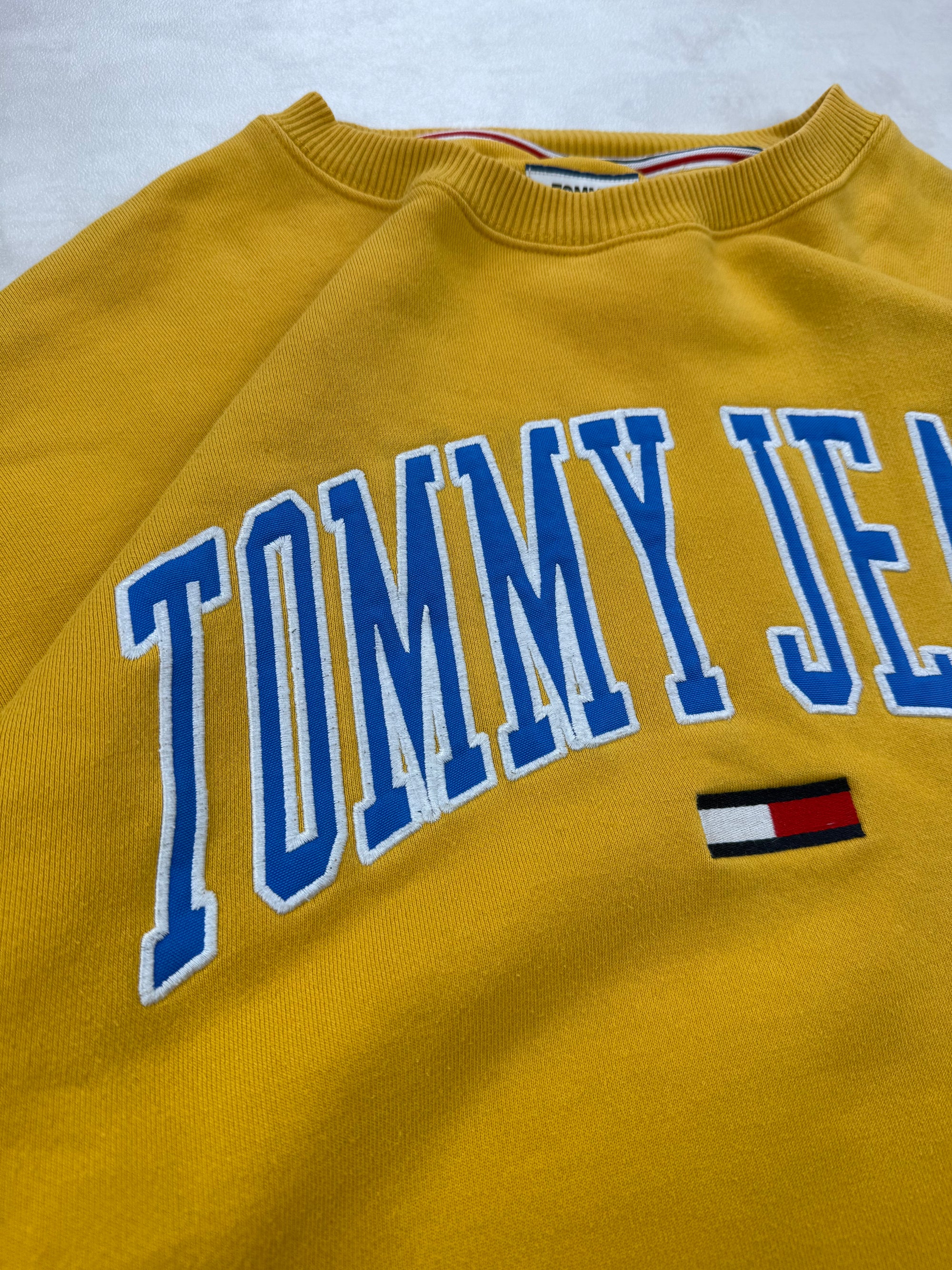 Sweat Tommy Jeans Jaune Moutarde logo Brodé / Oversized - Taille L