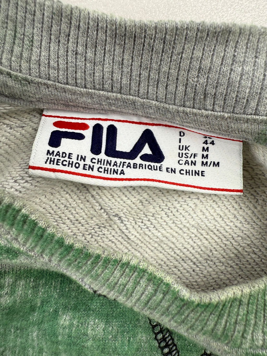 Sweat FILA Motif Abstrait Vert & Gris Tie & Dye - Taille M
