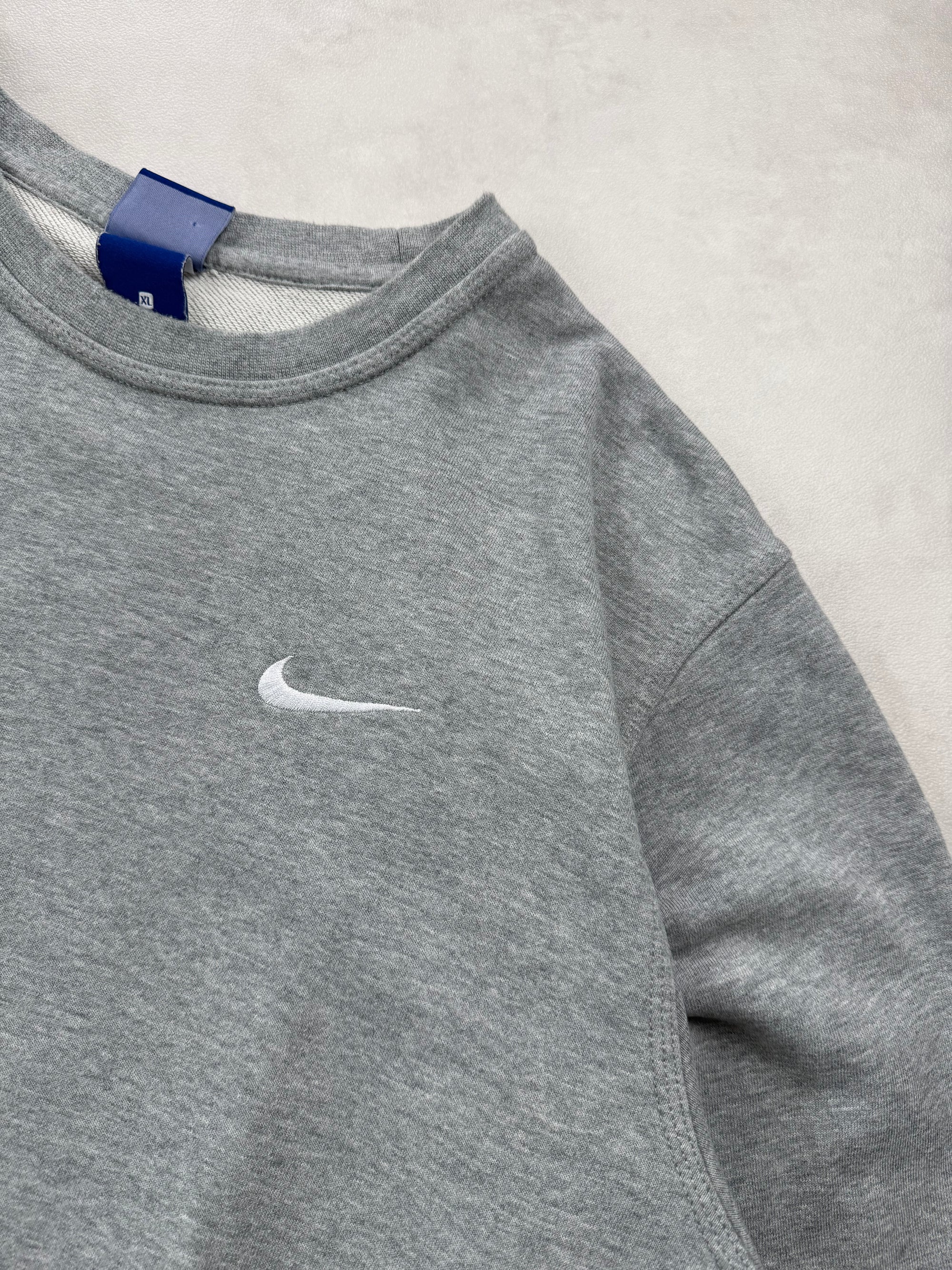Sweat Nike Gris Col Rond - Swoosh Brodé - Taille XL