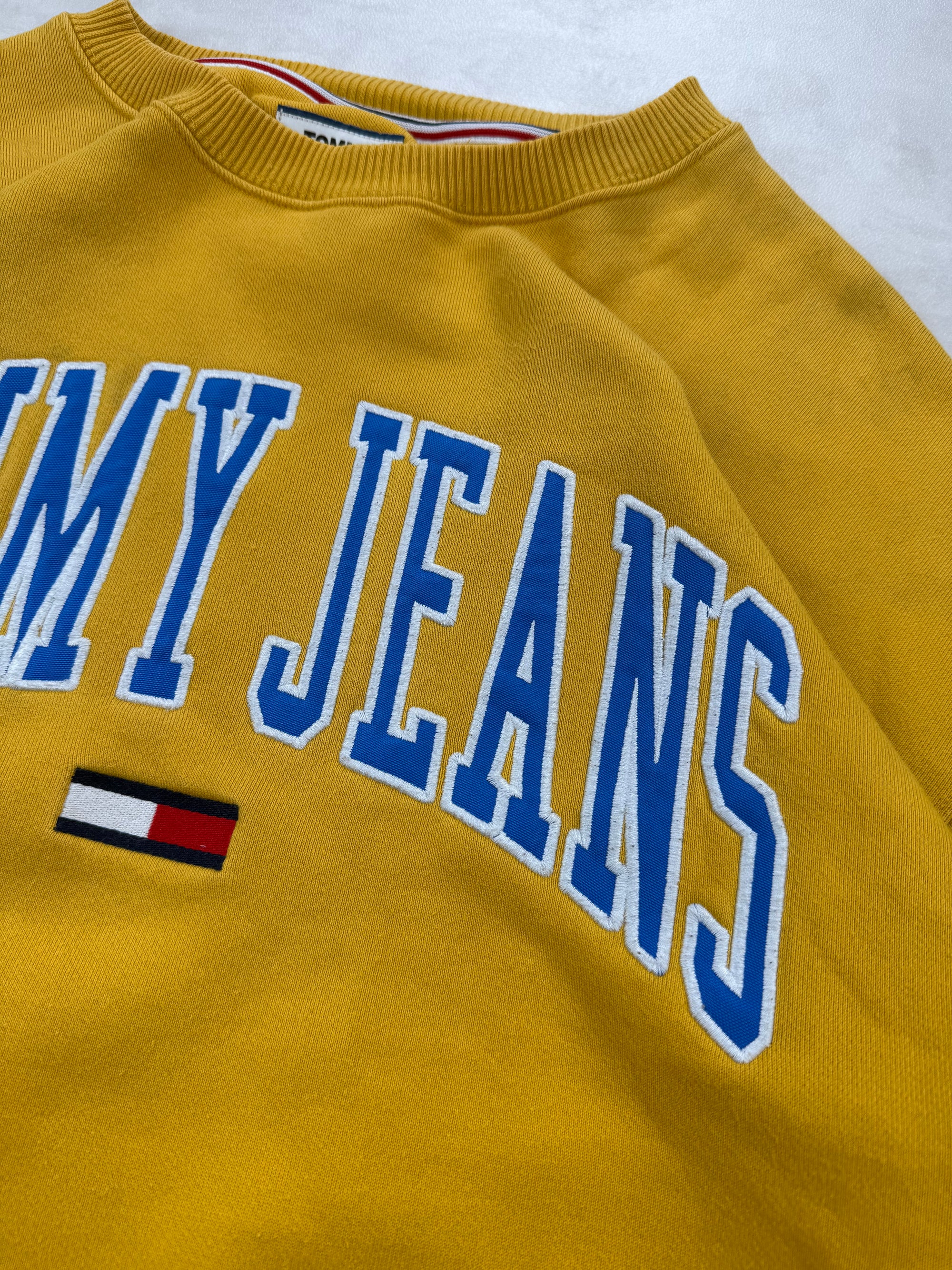 Sweat Tommy Jeans Jaune Moutarde logo Brodé / Oversized - Taille L