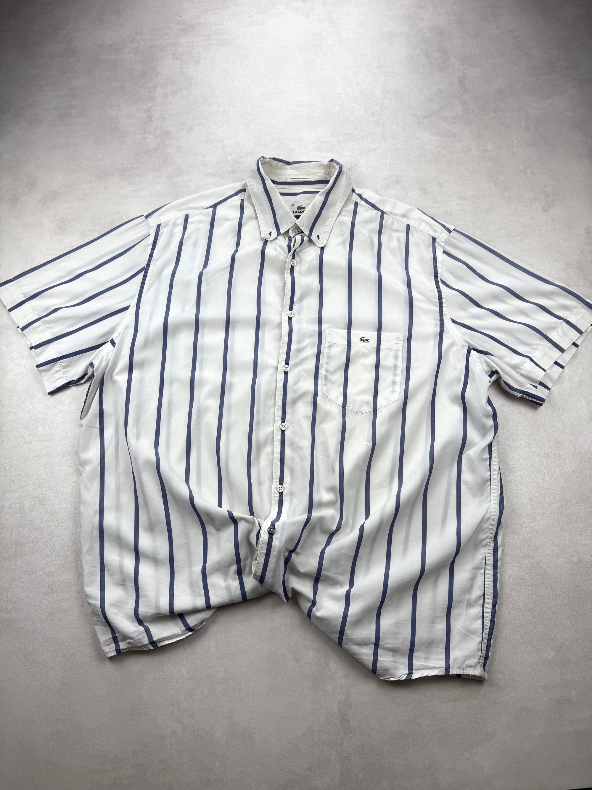 Chemisette Vintage Lacoste Rayures Bleues - Taille XXL (46)