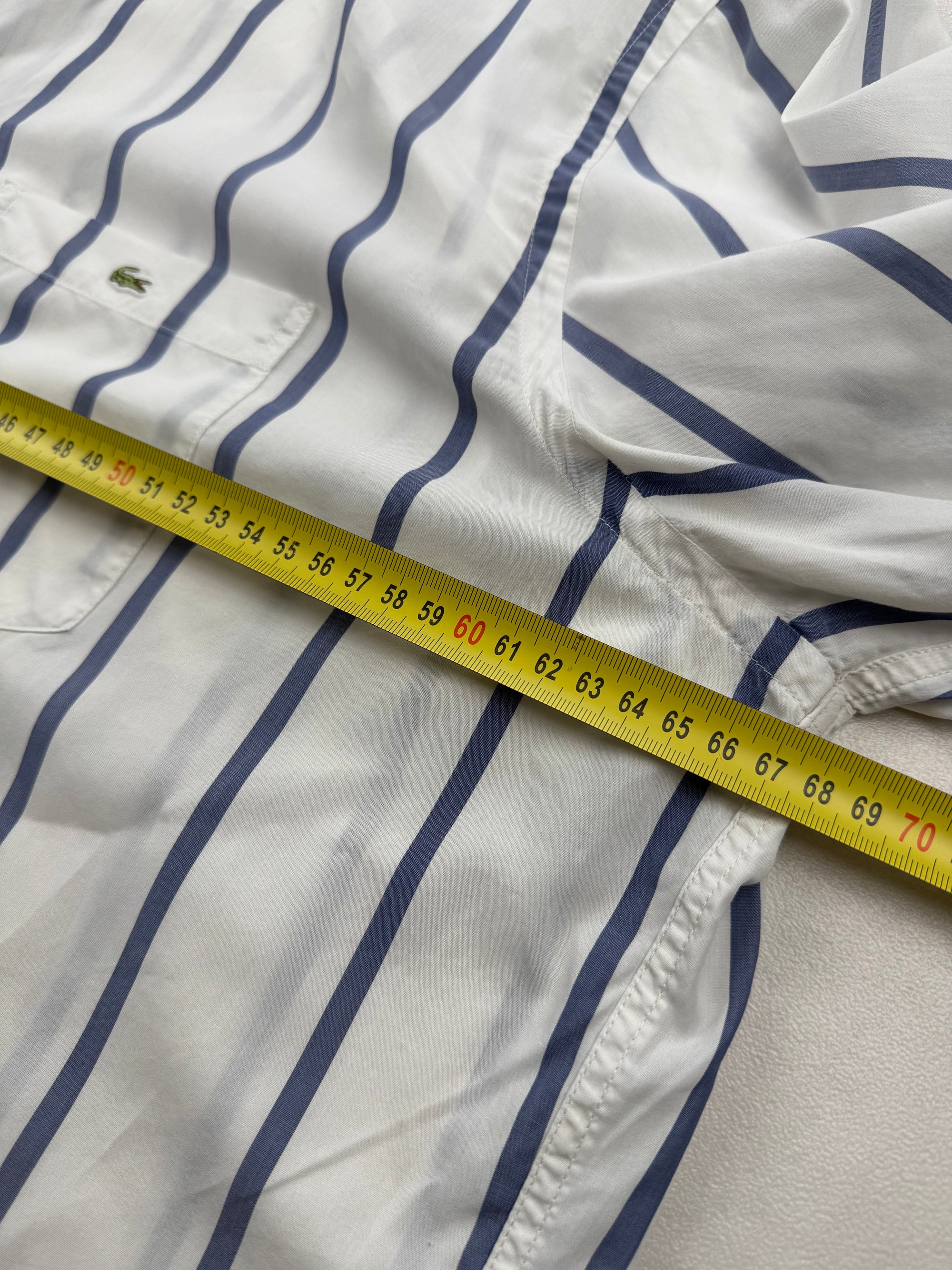 Chemisette Vintage Lacoste Rayures Bleues - Taille XXL (46)
