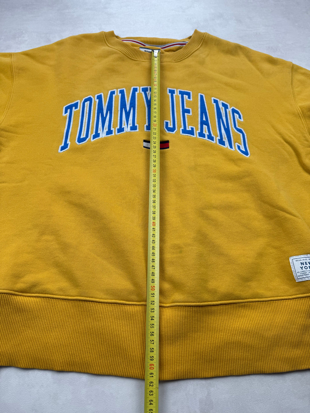 Sweat Tommy Jeans Jaune Moutarde logo Brodé / Oversized - Taille L