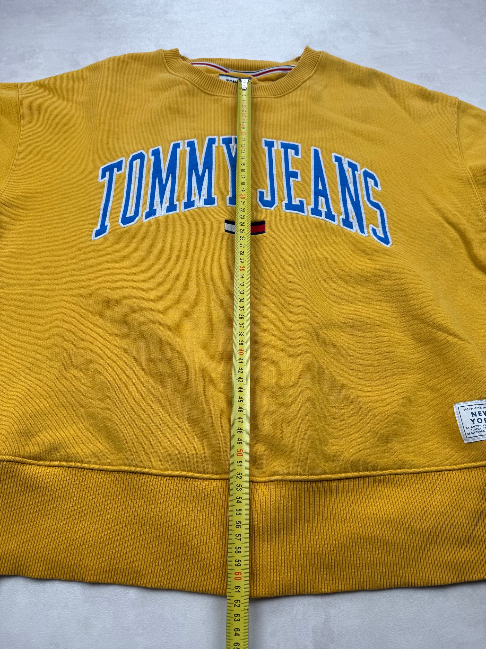 Sweat Tommy Jeans Jaune Moutarde logo Brodé / Oversized - Taille L