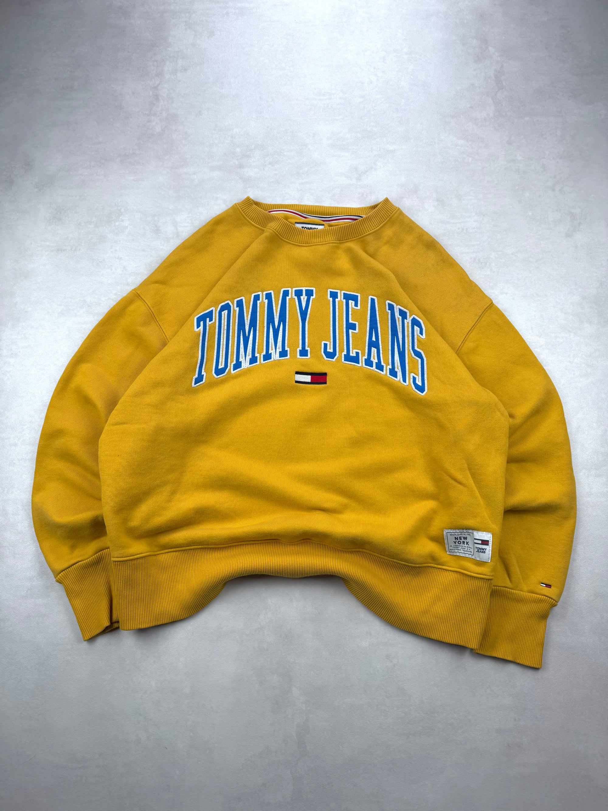 Sweat Tommy Jeans Jaune Moutarde logo Brodé / Oversized - Taille L