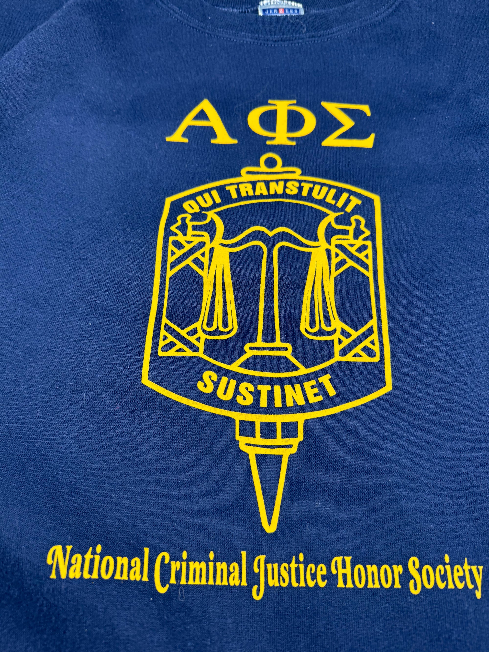 Sweat crewneck National Criminal Justice Honor Society bleu marine vintage - taille XL