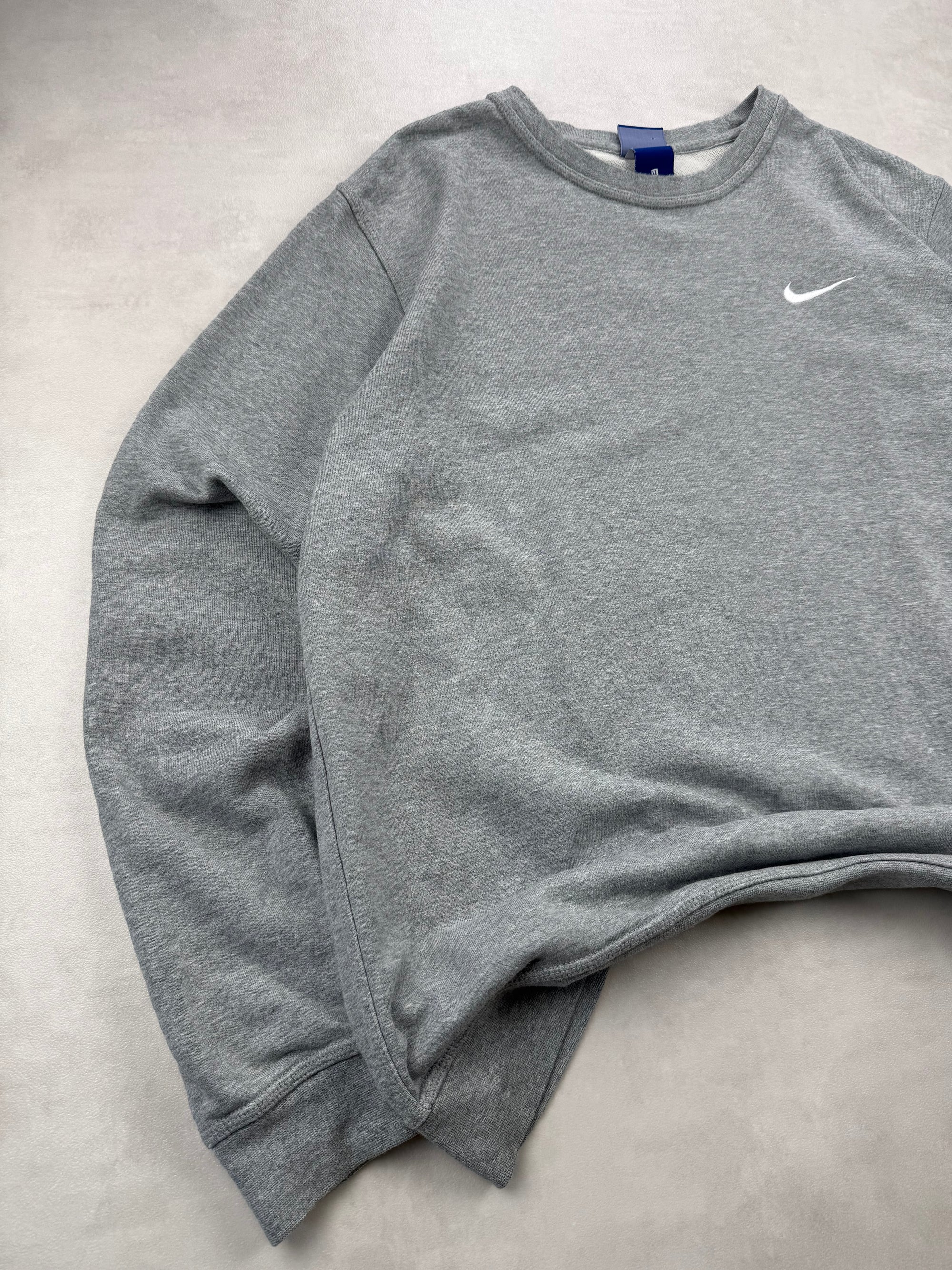Sweat Nike Gris Col Rond - Swoosh Brodé - Taille XL